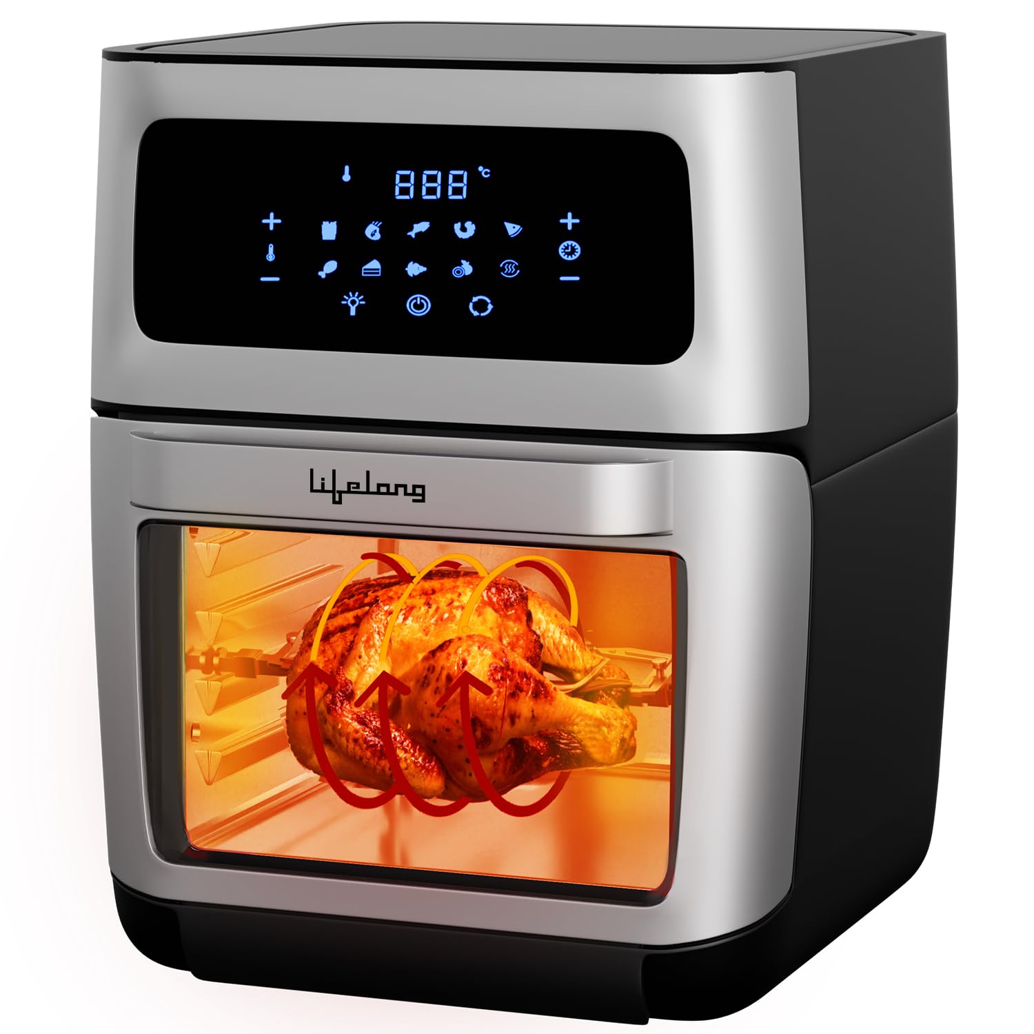 Lifelong 12 L Large Capacity Air Fryer,7 In 1 Use: Barbecue,Roast,Bake,Grill,Fry,Saute,Reheat,12 Preset Menus,Air Fryer Oven Wit