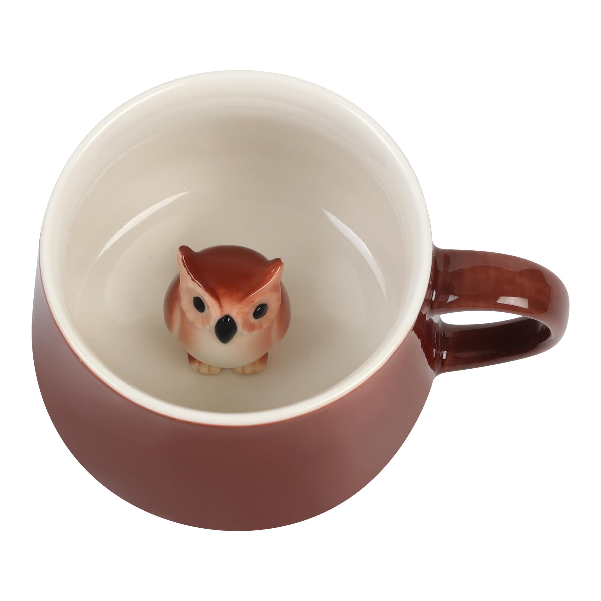 Lemon Park Owl Ceramic Cup Hidden 3D Animal Inside Mug (Owl)