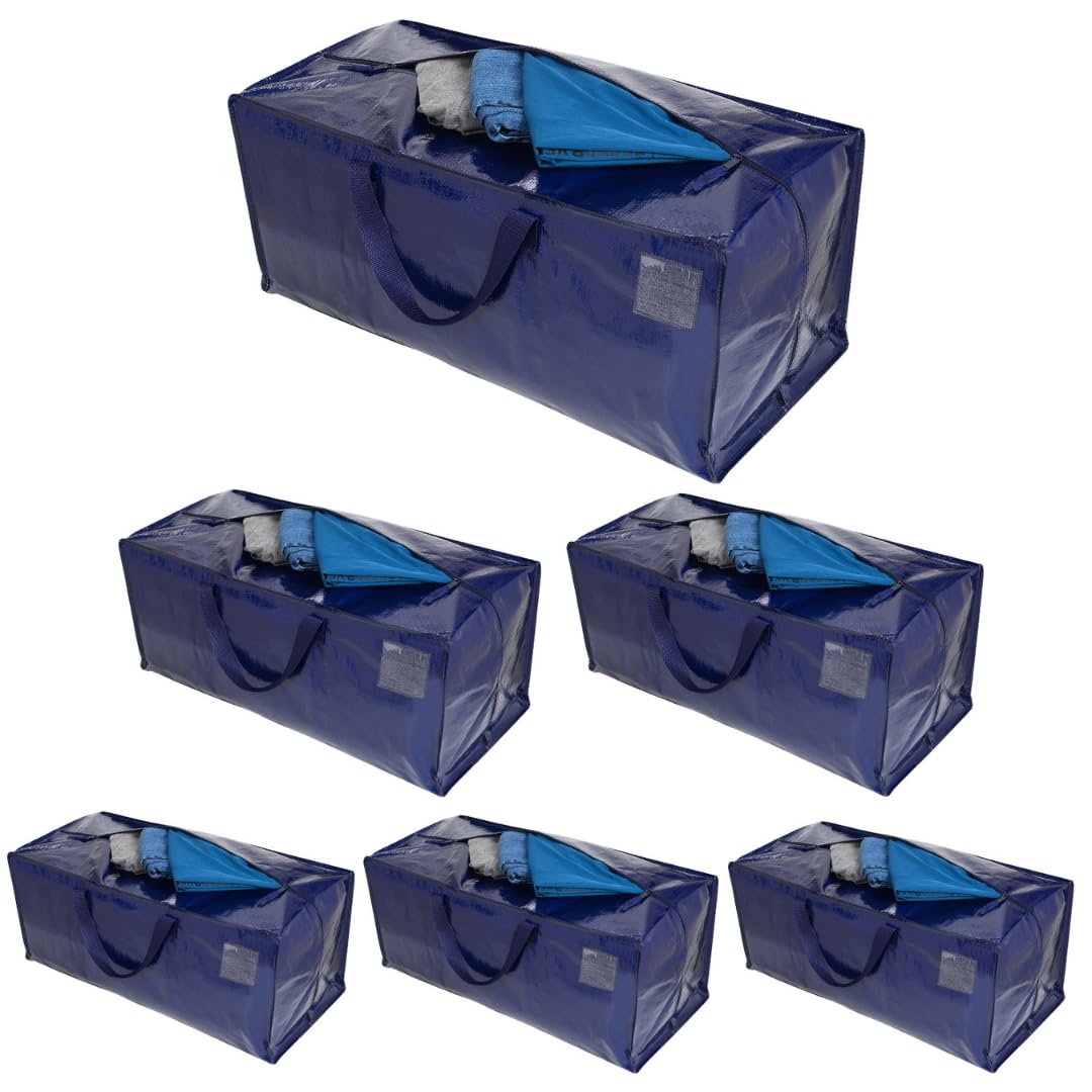 Veno 6 Pack Heavy Duty Extra Large Moving Bags Wbackpack Straps Strong Handles & Zippers, Storage Totes For Space Saving, Fold F