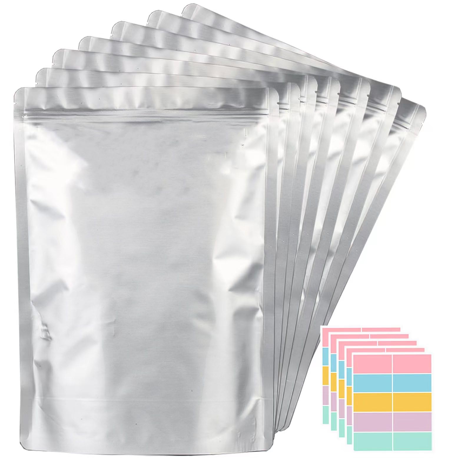 Shxwell 30Pcs 2 Gallon Mylar Bags For Food Storage, 13X17 10 Mil Stand-Up Zipper Pouches Resealable And Heat Sealable For Long T