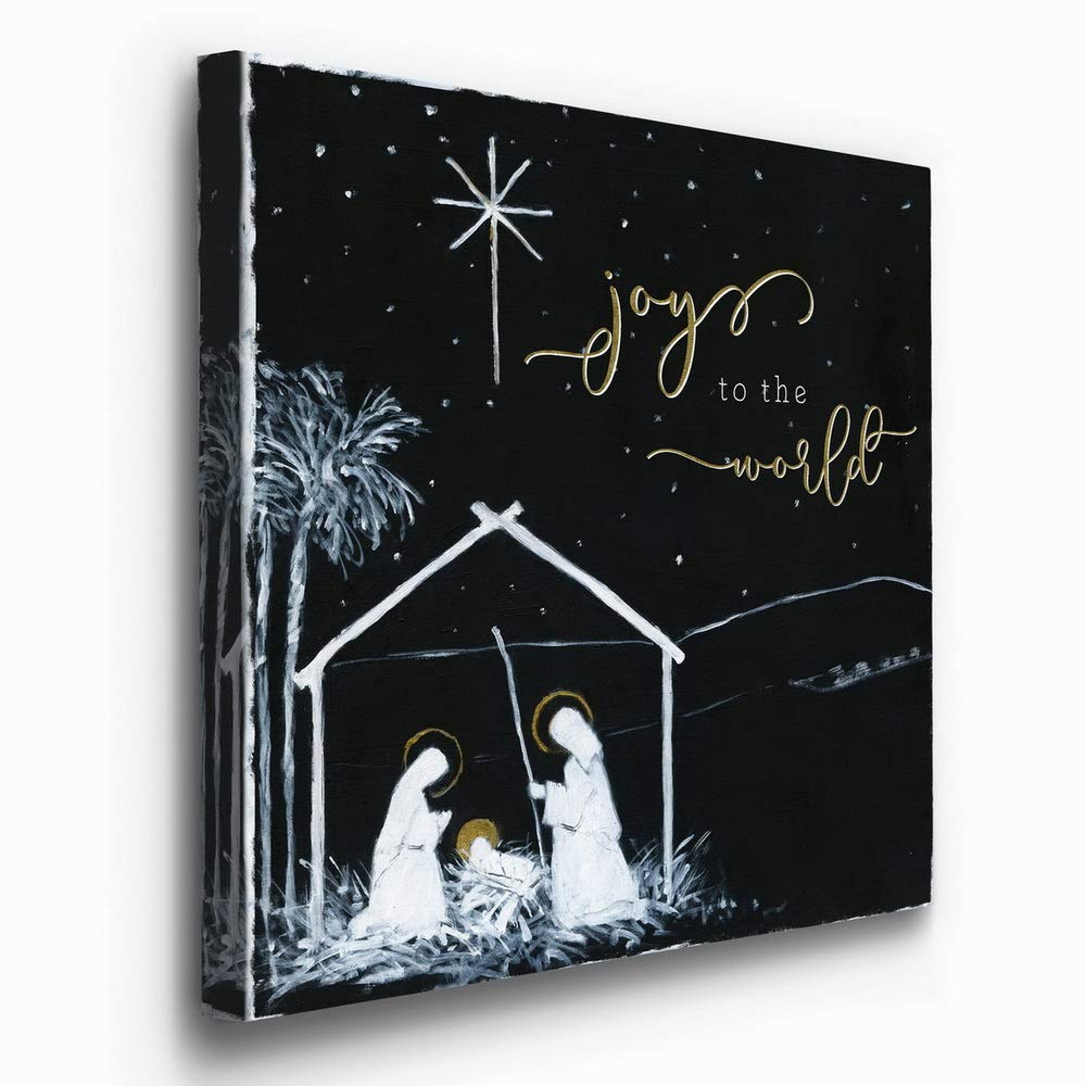 Renditions Gallery Christ In A Manger Wall Art, Religious Christmas, Jesus, Mary, And Joseph, Joy To The World, Premium Gallery