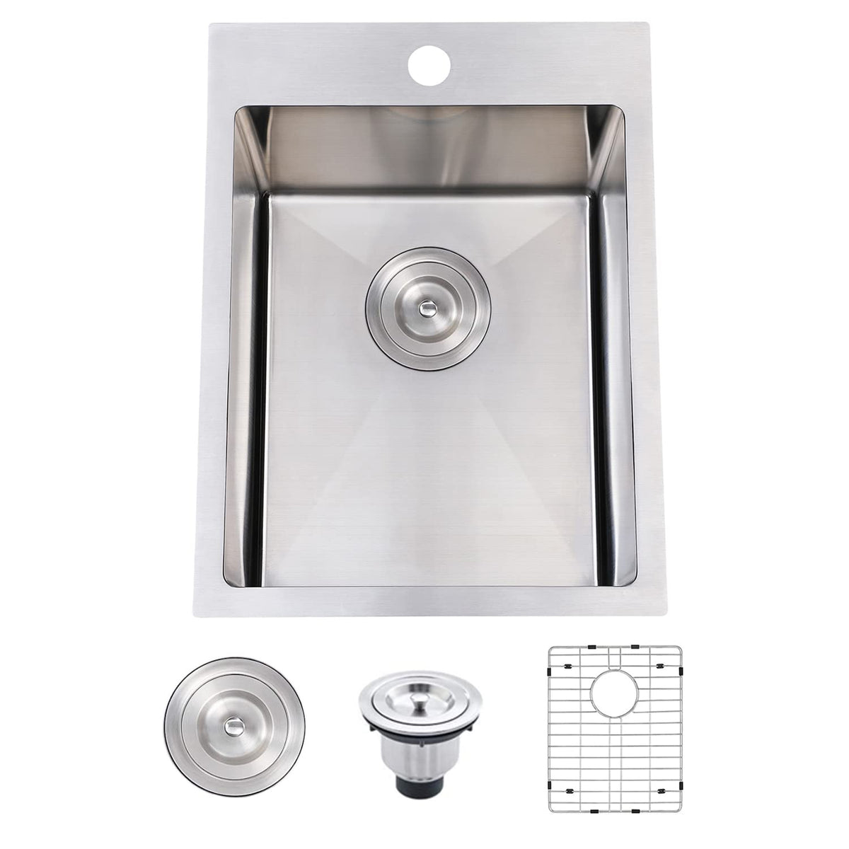 Shaco 15X20 Inch Black Drop In Bar Sink, 15 Inch Top Mount Rv Kitchen Sink, 16 Gauge Stainless Steel Sink For Small Kitchen Wet
