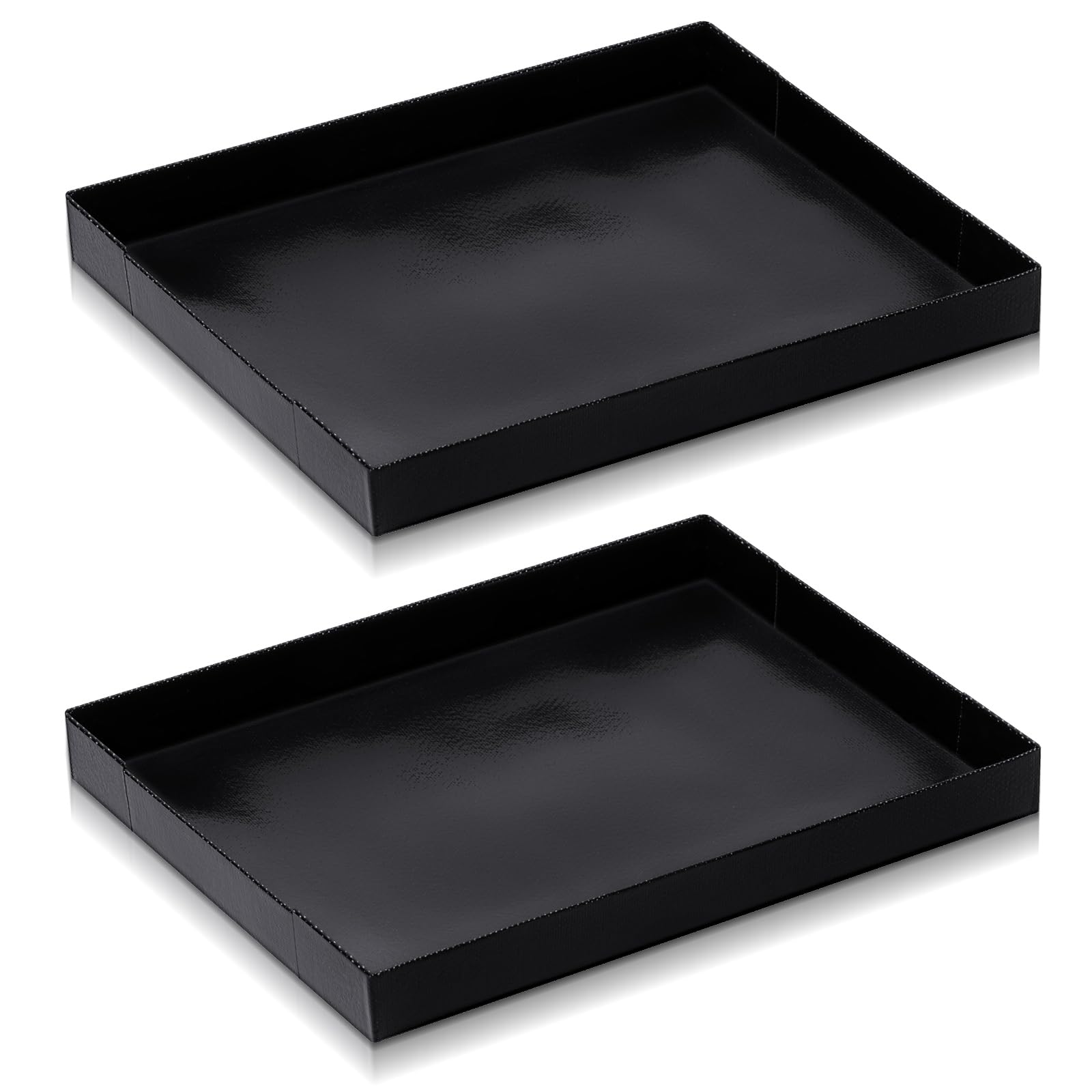 Teenyyou 2 Pcs 13 x 12 x 1 PTFE Solid Oven Basket, Cooking Oven Trays, Non Stick Kitchen Cooking Basket, Black Baking Shee