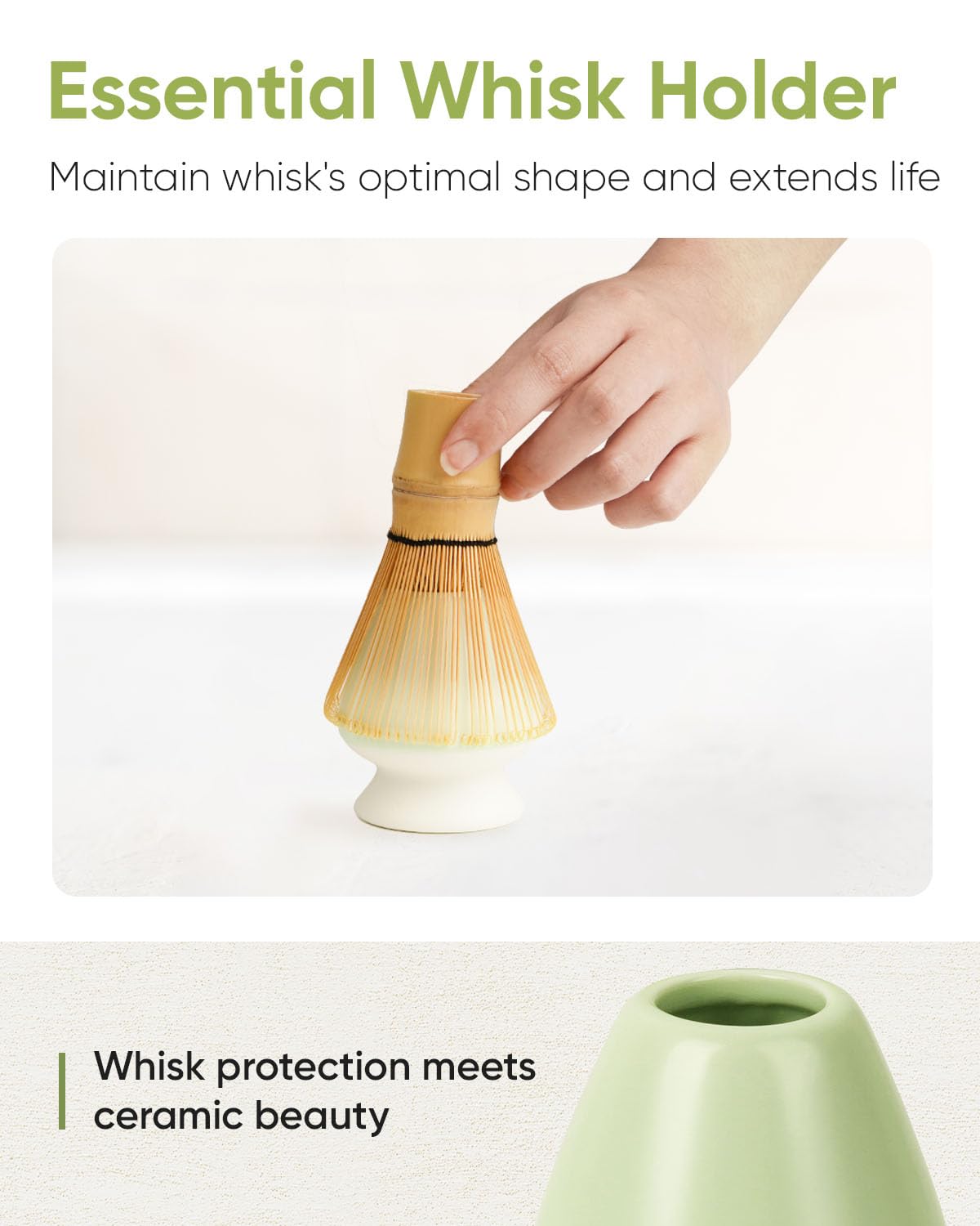 Joiish 5-Pc Matcha Kit Set, Matcha Whisk With Holder, Ceramic Matcha Bowl With Spout, Japanese Tea Making Tools, Complete Matcha