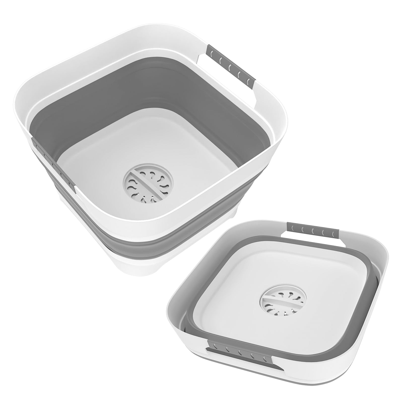 2.4 Gal(9L) Collapsible Dish Basin Bucket with Drain Plug Portable Sink Space Saving Multiuse Bottle Washing Basin Foldable Sink