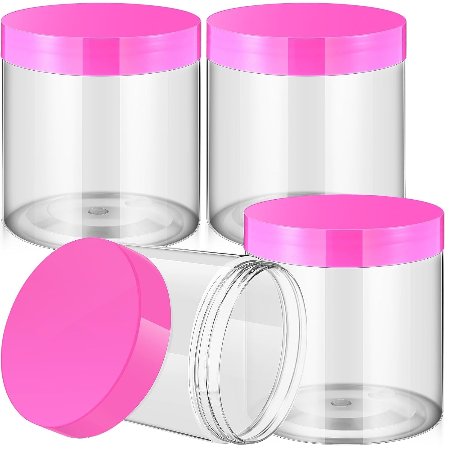 Satinior 12 Pack 16 Oz Plastic Container Jars With Lids Round Clear Travel Cosmetic Container Slime Jars For Toiletries, Lotion,