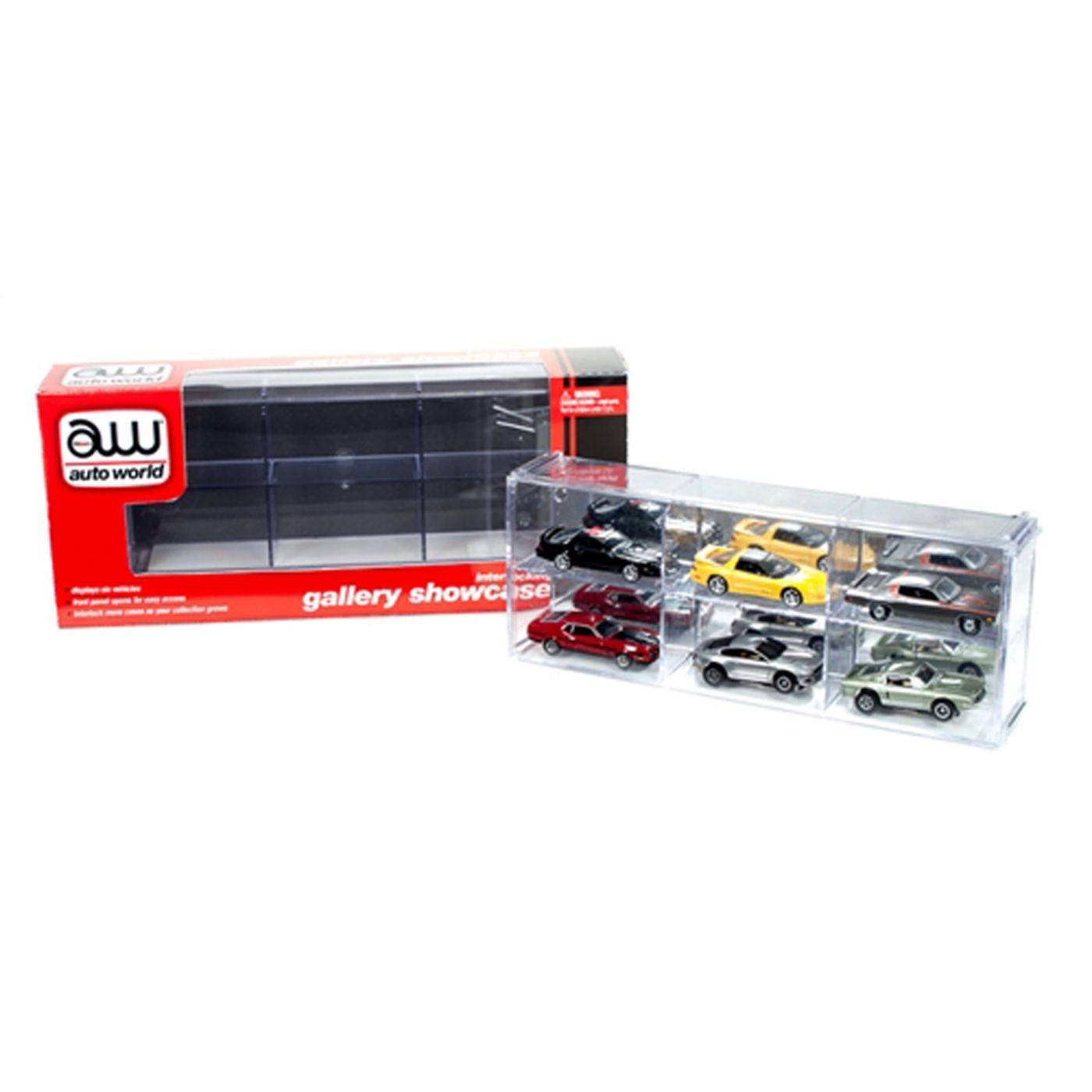 Auto World - Six Car Interlocking Display Case 4 X 10.5 X 2, 1:64 (Awdc003), Clear