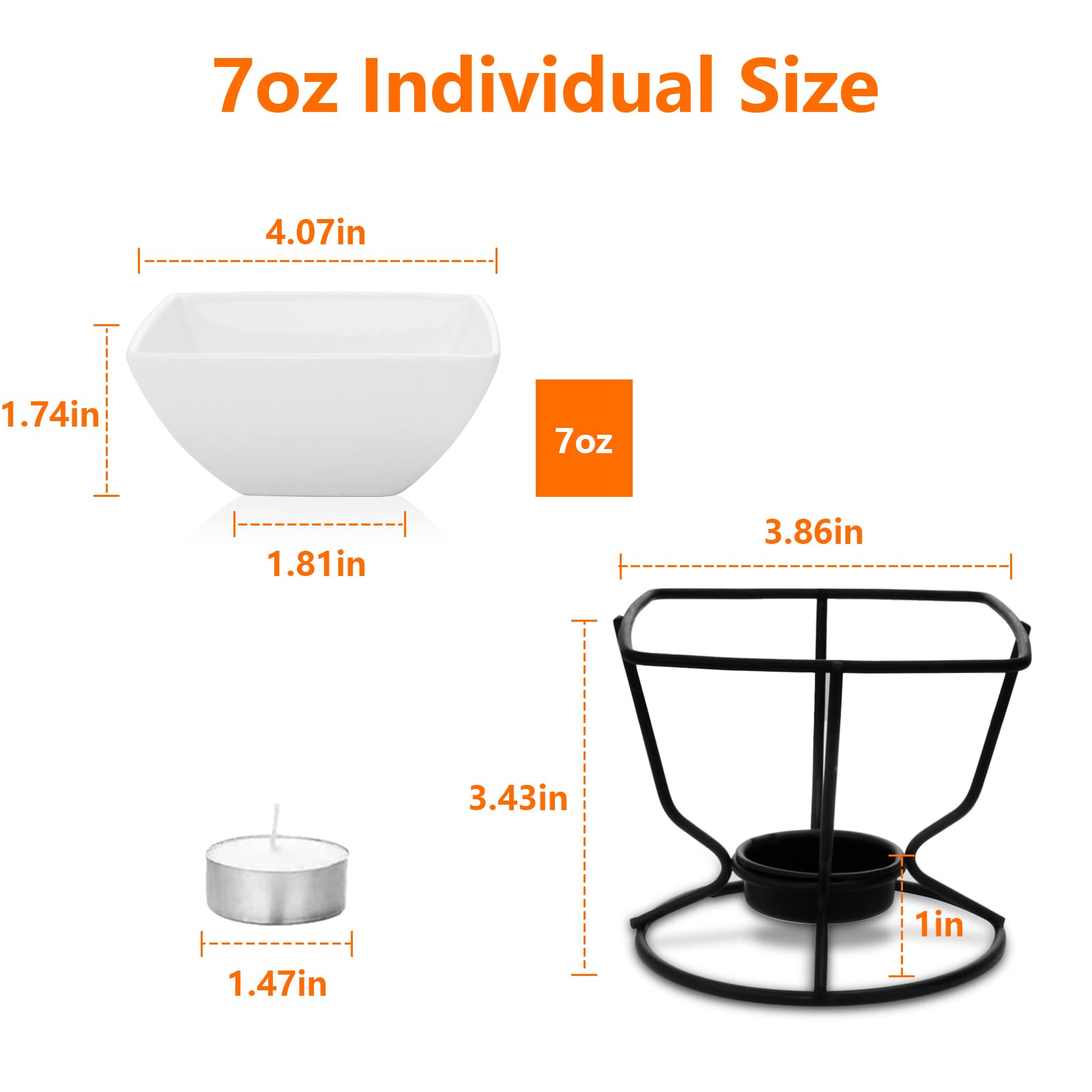 Luvan 7Oz Butter Warmers For Seafood With 20 Tealight,4Pcs Ceramic Butter Warmers Set For Chocolate Butter Cheese,Ceramic Bowl O