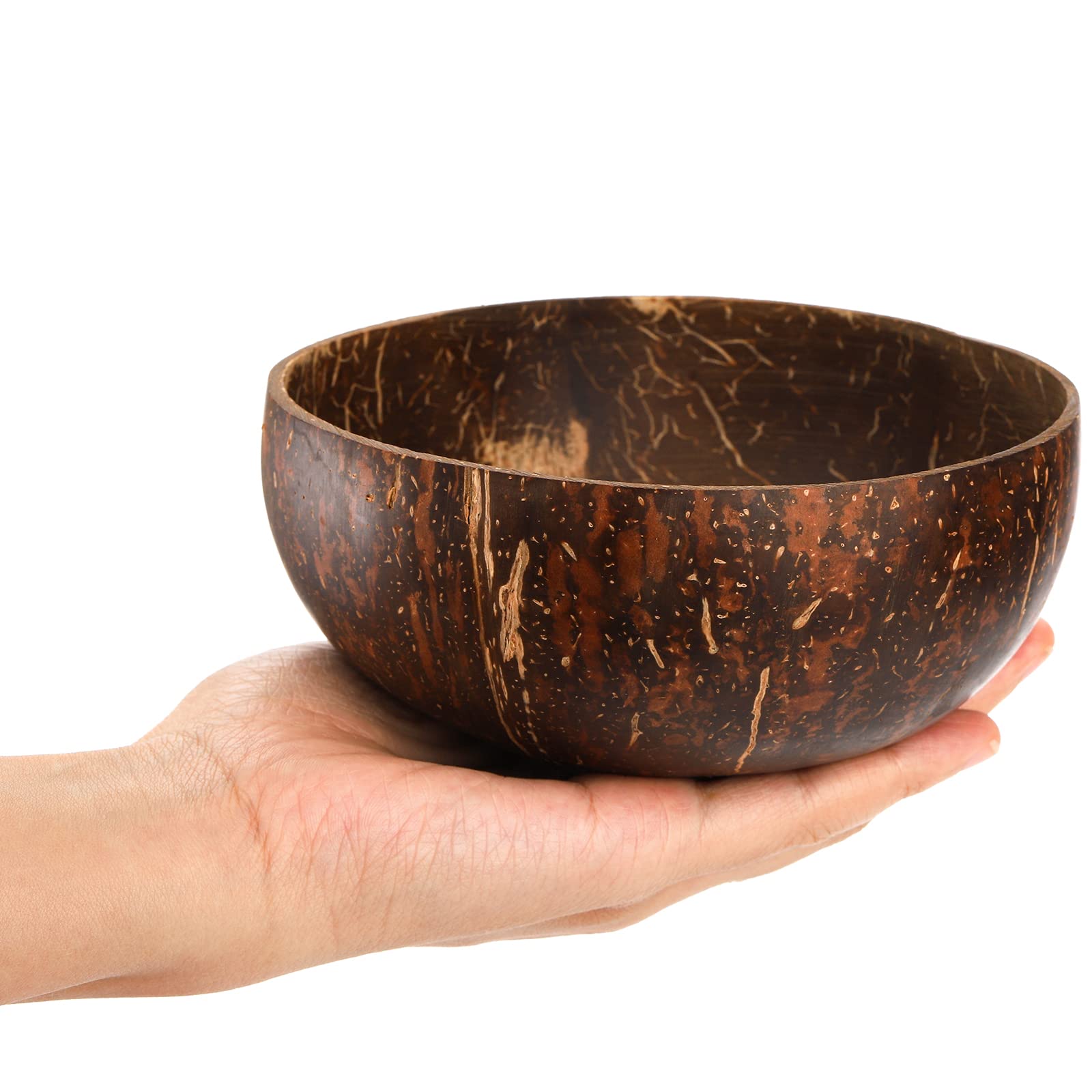 Zenfun 6 Pack Wood Bowl, Coconut Bowls With 6 Wooden Spoon, 15 Oz Polished Coconut Bowls, Natural Coconut Shell Bowls Set For Ve