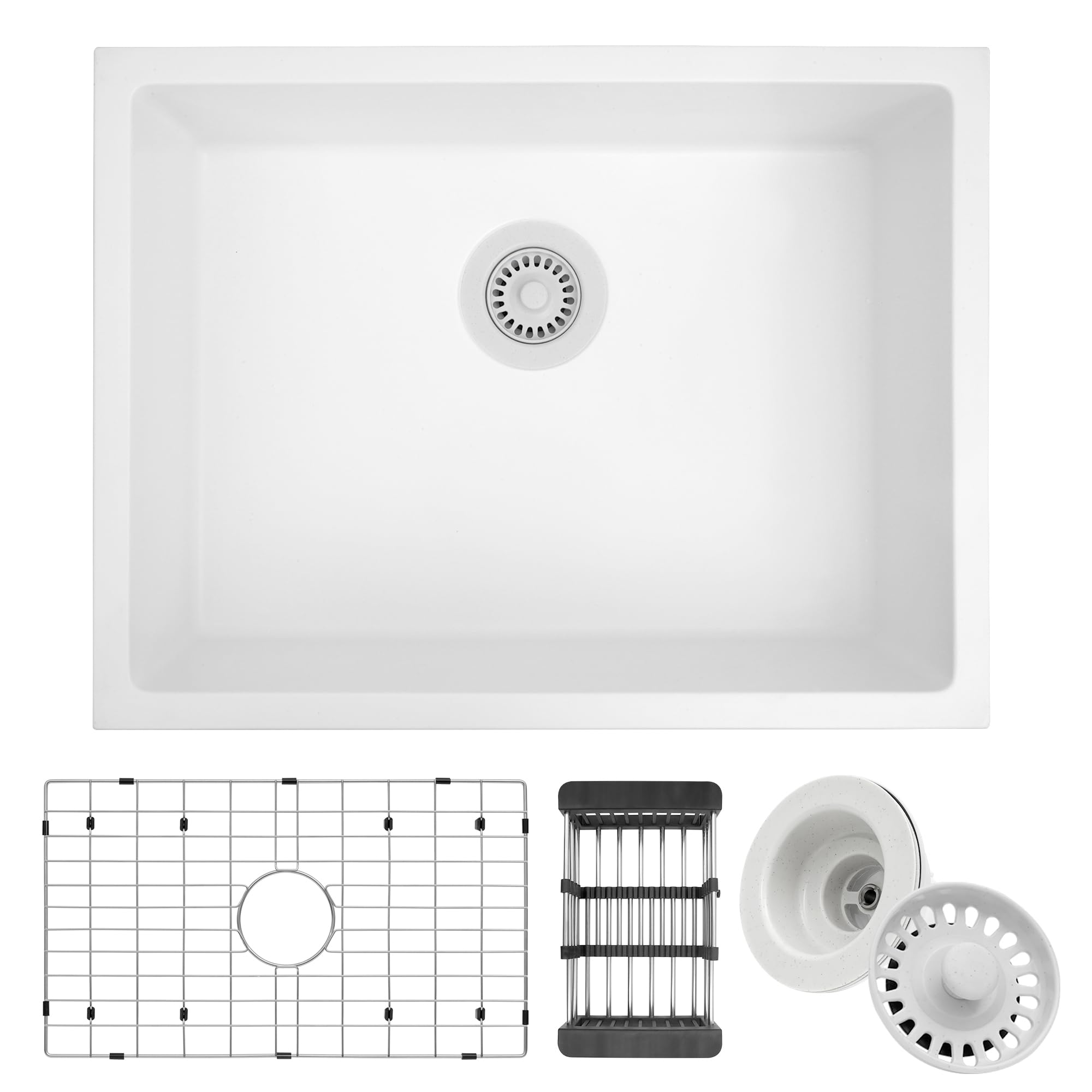 Monsinta Bar Sink, Undermount Kitchen Sink, 23 Inch White Bar Sink, Bar Sink Undermount With Accessories, Granite Kitchen Sink,