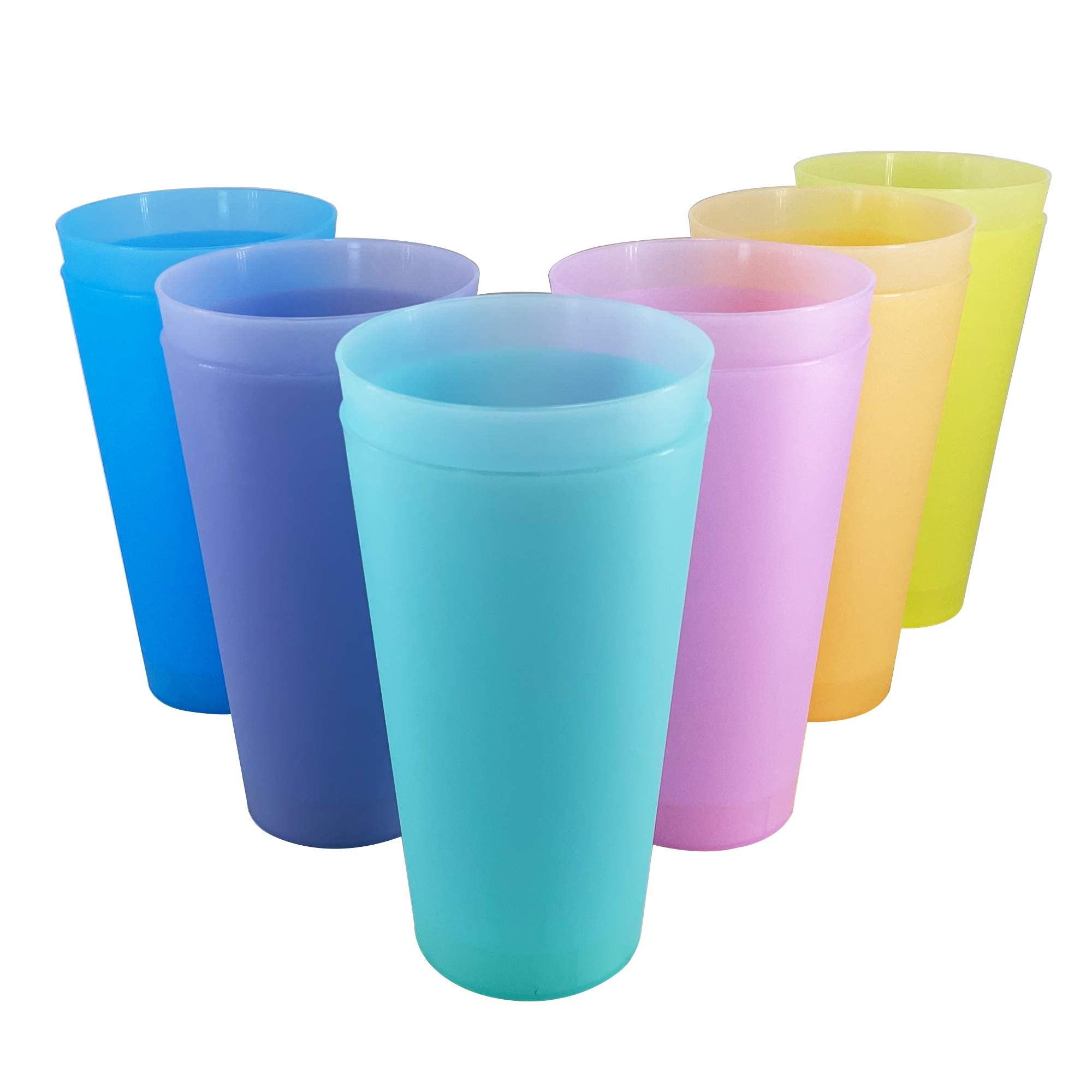 WEXINHAO 32 oz Large Plastic Cups, Unbreakable Drinking Cups set of 12, BPA Free Dishwasher Safe Big Tumbler sets, Reusable Kids