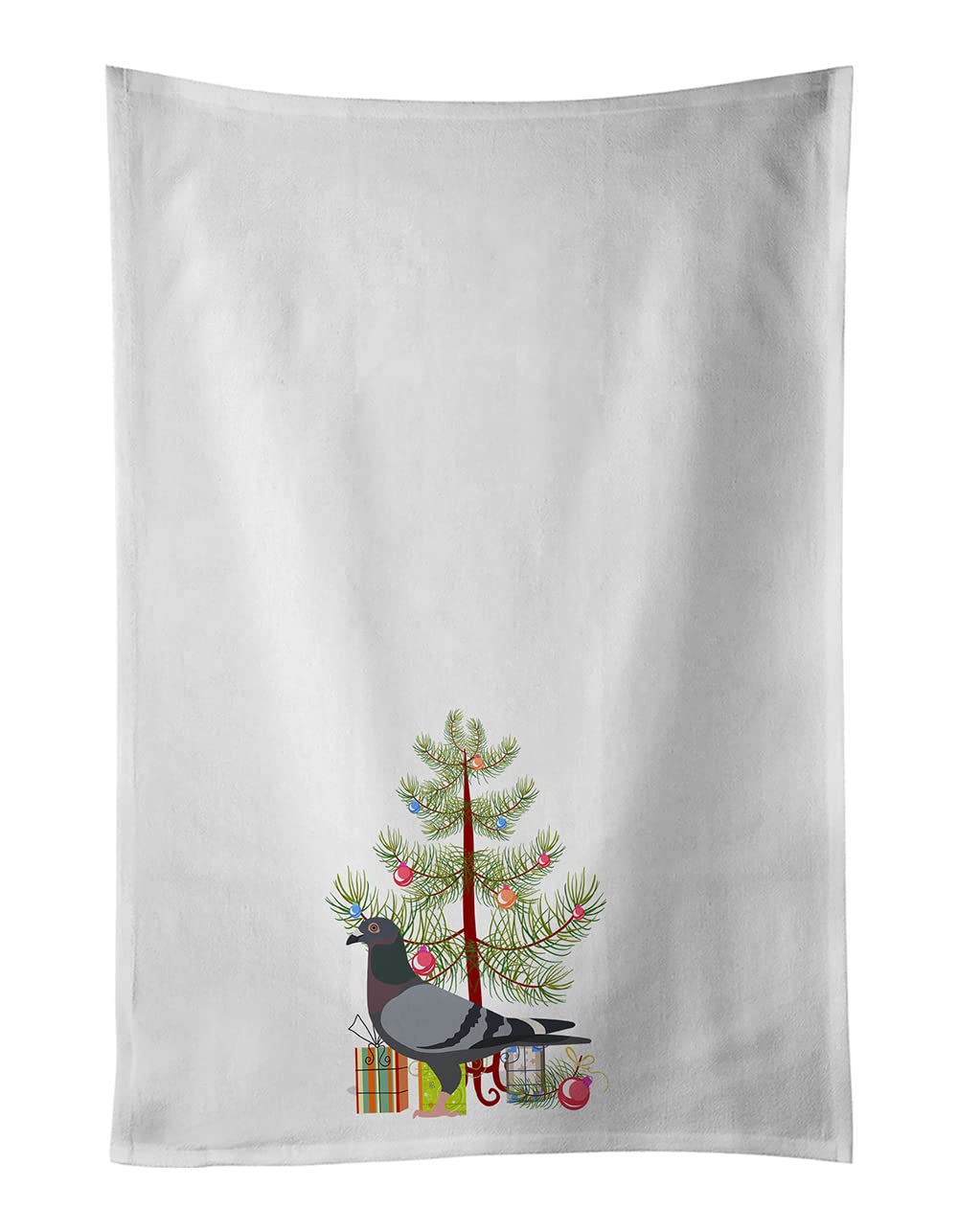 Racing Pigeon Christmas White Kitchen Towel Set of 2