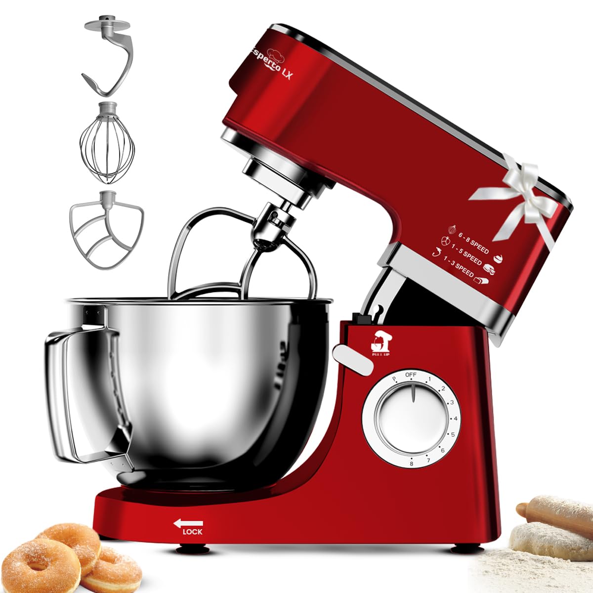 Inalsa Stand Mixer 1300W With Digital Preset| Pure Copper Motor| 5.3L Ss Bowl|Metal Gears For Extra Durability |Accessories Incl