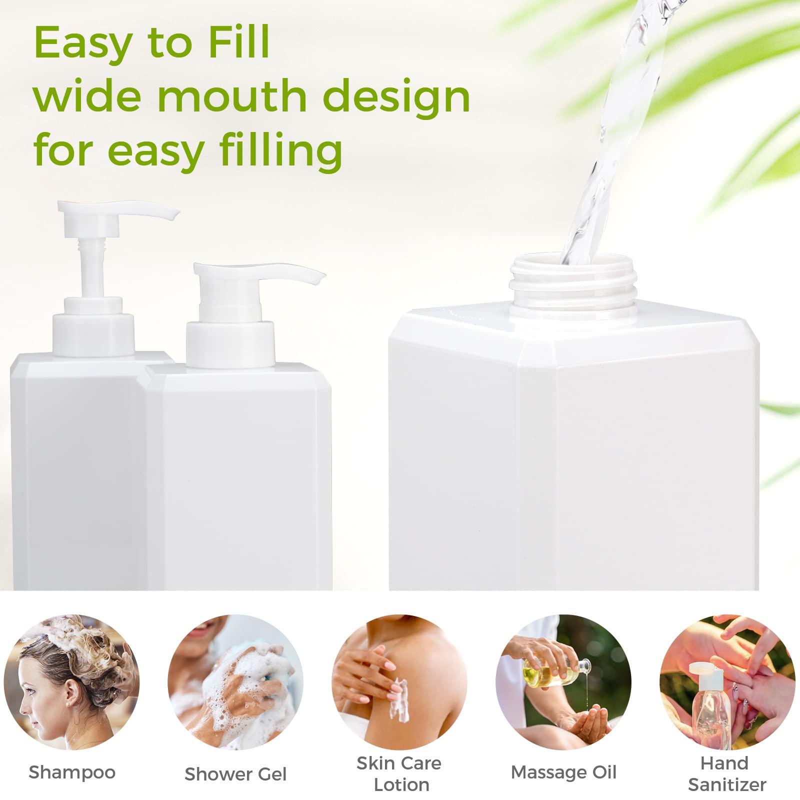 Suream Shampoo And Conditioner Dispenser Set - 27Oz Plastic Empty Bottle With 4Pcs Lables, Reusable Countertop Soap Organizer Fo