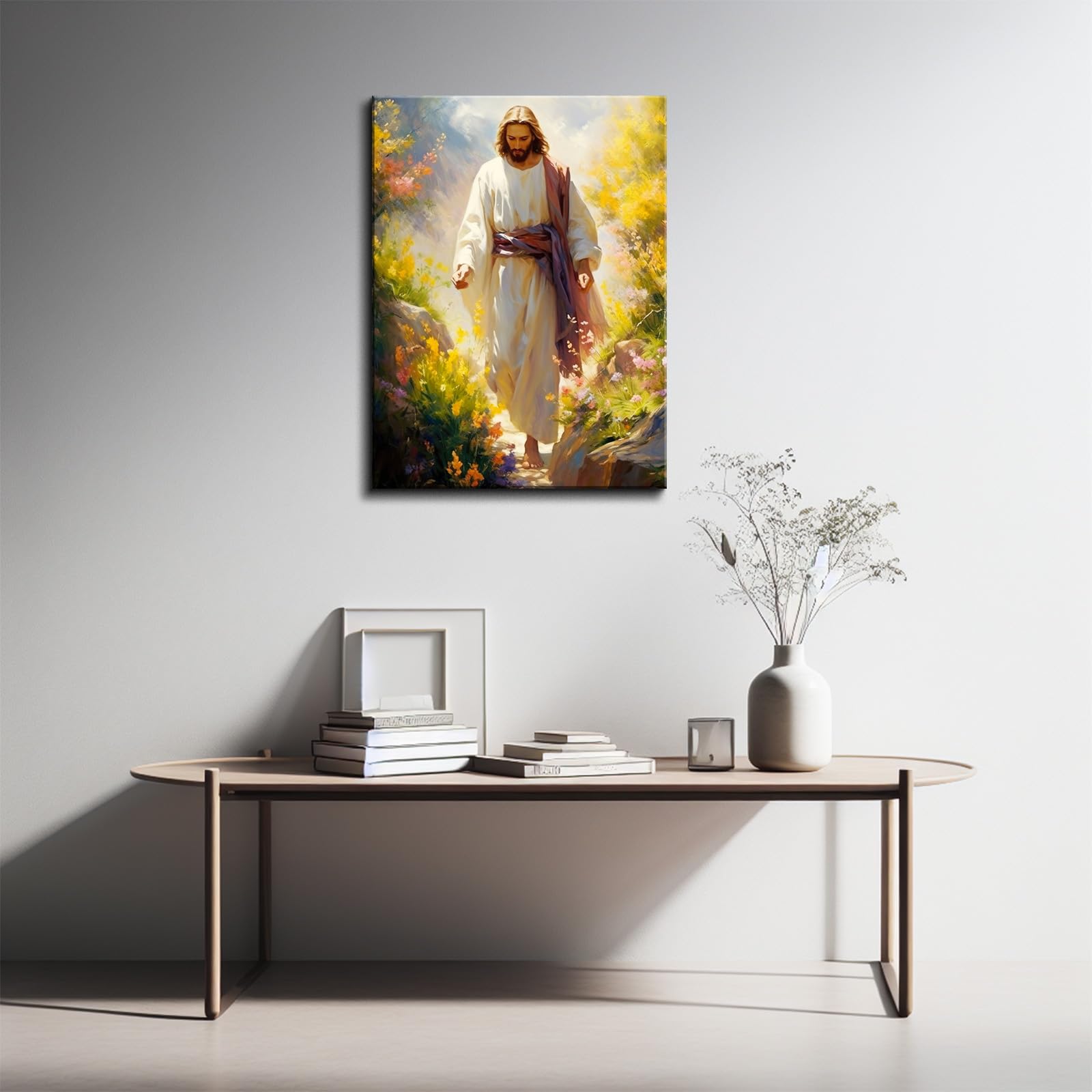 Yonica Jesus Wall Art Painting Picture, Framed Christian God Canvas Print Poster Decor For Living Room, 20''X30'' (Jesus03)