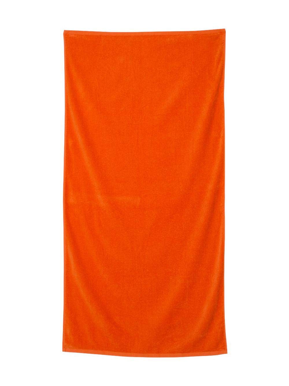 Q-Tees Velour Beach Towel - Orange  One Size