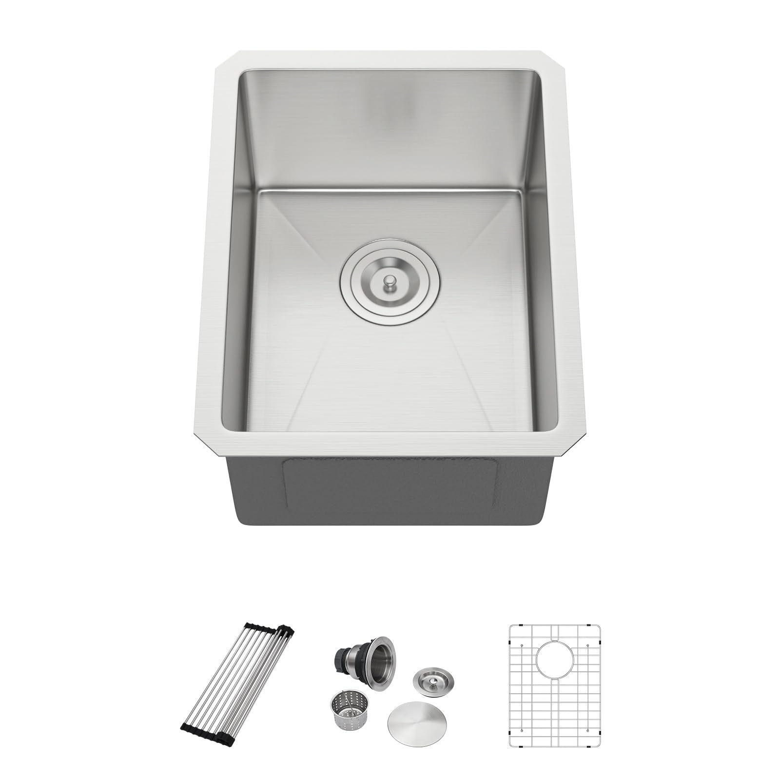 Dcolora 14 Inch Wet Bar Sink Undermount Small Kitchen Sink 16 Gauge Stainless Steel Prep Sink Single Bowl,14x18x9 Rounded Corner