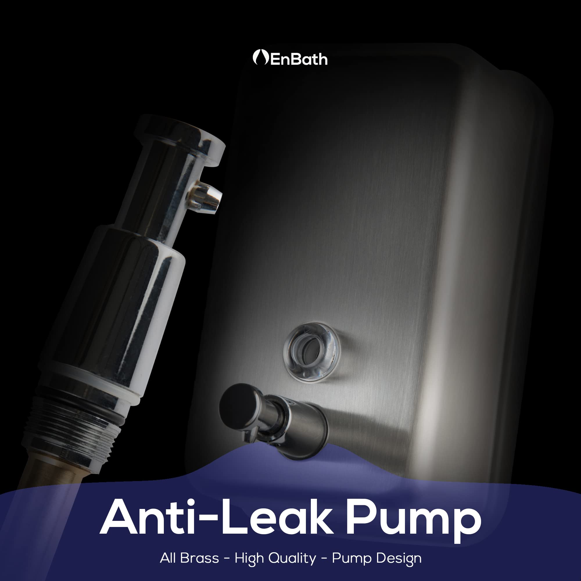 Commercial Soap Dispenser Wall Mount - Horizontal Stainless Steel Wall Mounted Soap Dispenser for Bathroom - New Superior Design with Anti-Leak Pump and Corrosion-Proof Lining- 37oz (1100ml) by EnBath