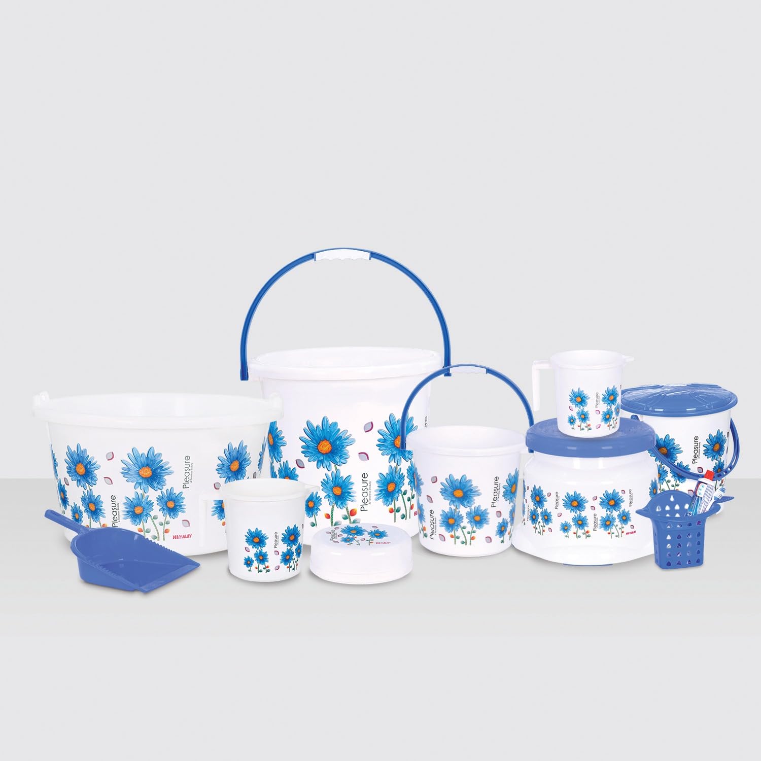 Plastic Bathroom Accessories Combo Set 10 Pieces | Buckets 5 L And 8 L | Mug Tub Dustbin Soap Case | Home Bathroom Use