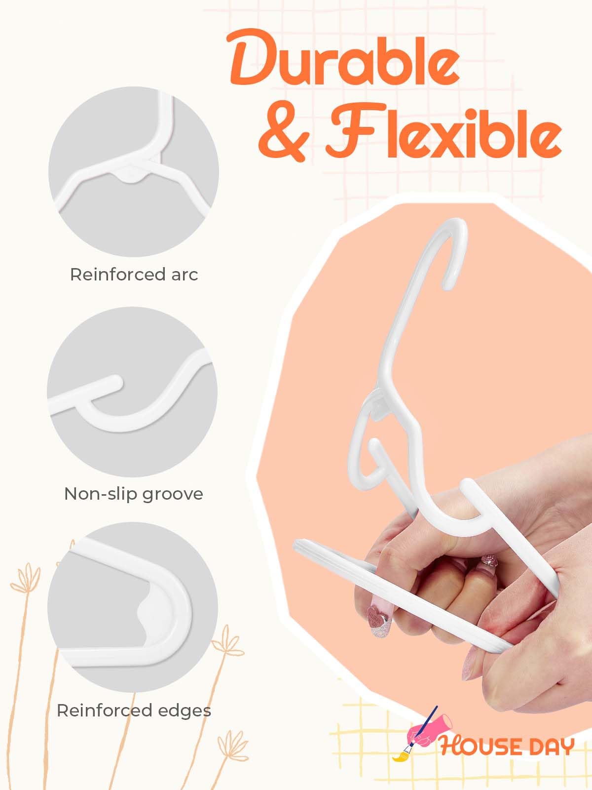 House Day Premium Baby Hangers 20 Pack, 11 Inch Kids Plastic Hangers White, Slim Childrens Hangers For Infant, Toddler, And Chil