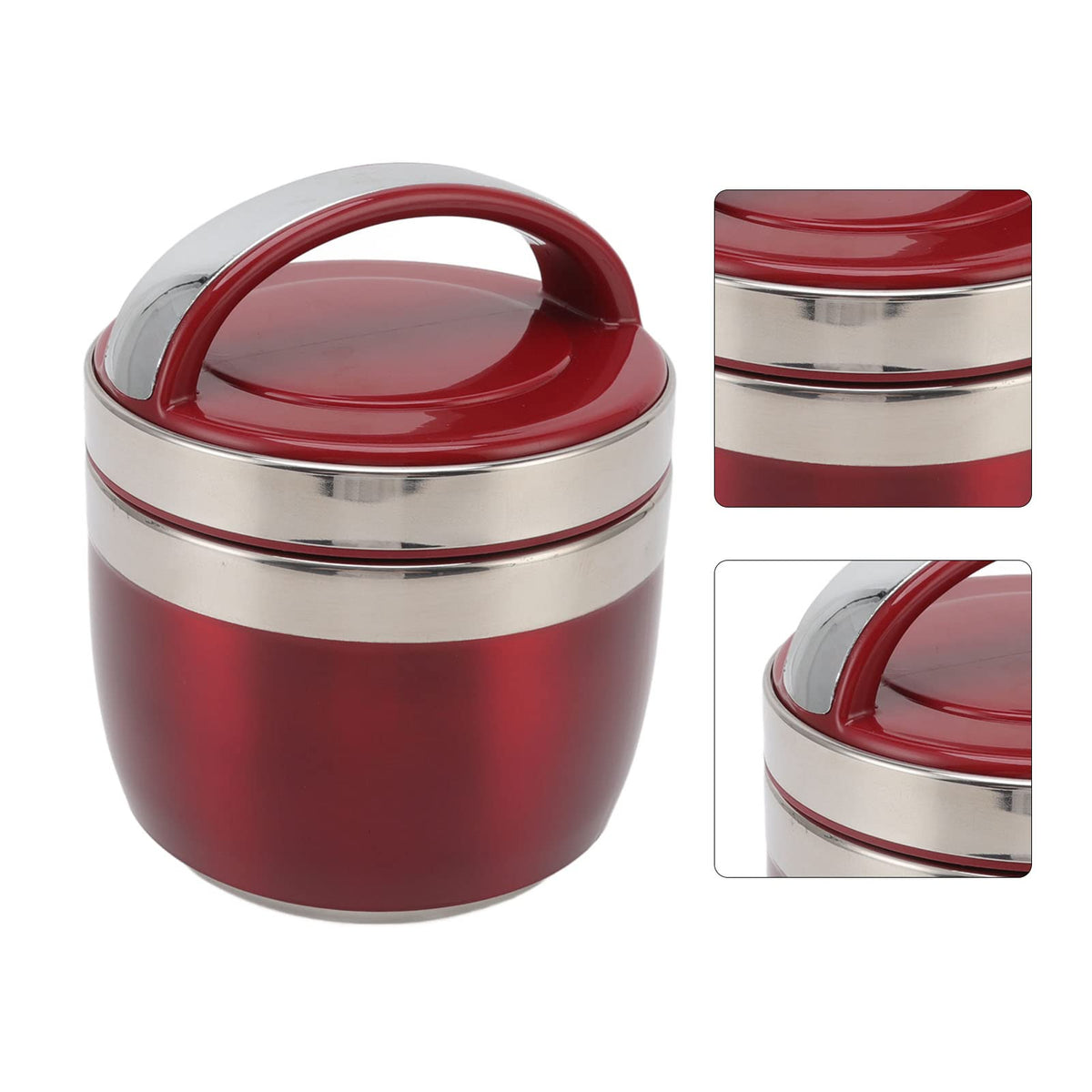 Hztyyier 1.5L 304 Stainless Steel, Insulated Food Jars Thermoses Insulated Food Container Vacuum Thermal Lunch Box Portable Bent