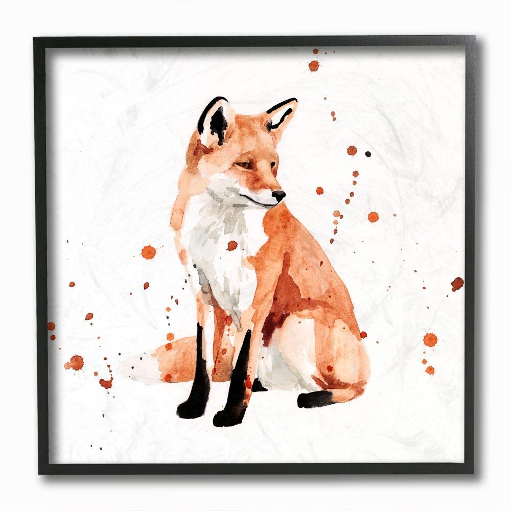 Stupell Industries Sitting Fox Watercolor Orange Animal Painting, Design By Victoria Borges Wall Art, 17 X 17, Canvas