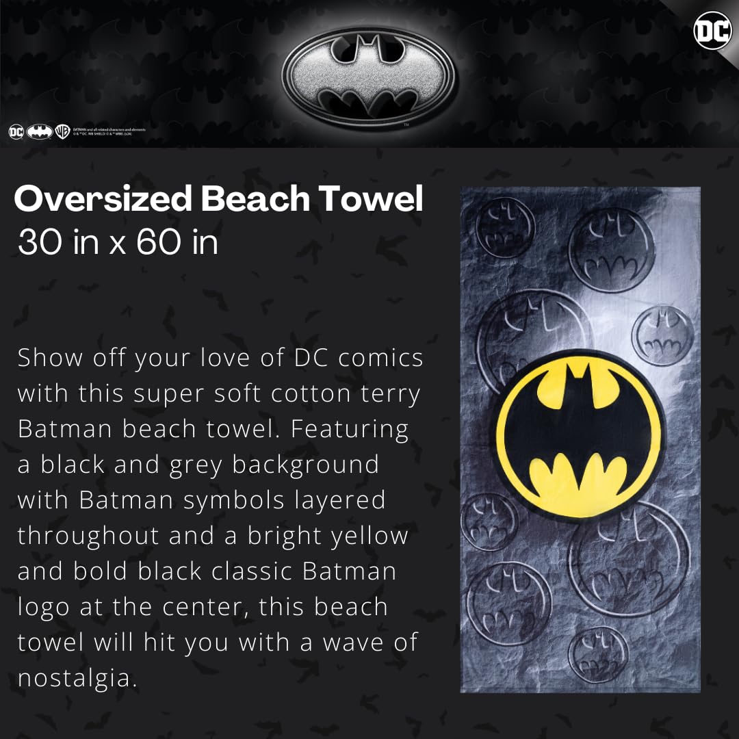 Franco Collectibles Batman Super Soft Cotton Bath/Pool/Beach Towel, 60 In X 30 In, (Official) Wb Product