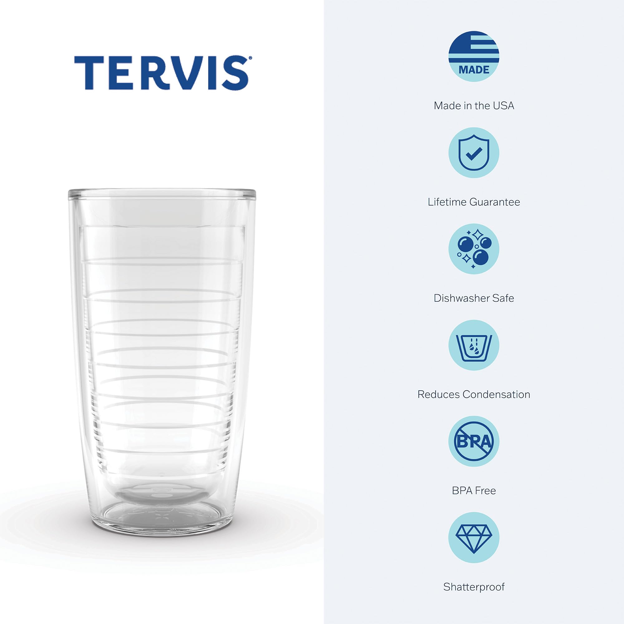 Tervis Towson Tigers Logo Tumbler With Emblem And Black Lid 16Oz, Clear