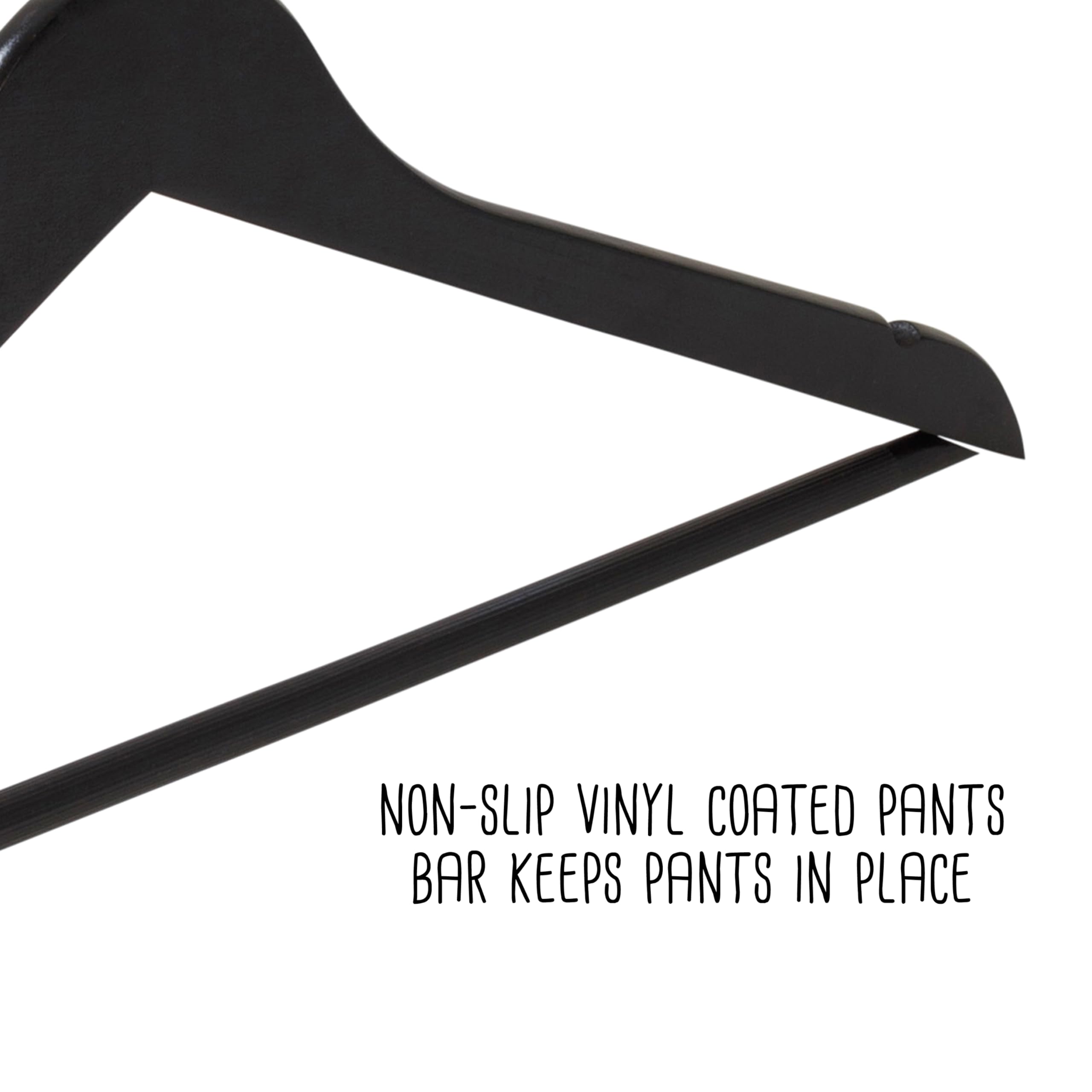 Honey-Can-Do 24-Pack Non-Slip Swivel Hook Wood Hangers, Black Hng-09406 Black