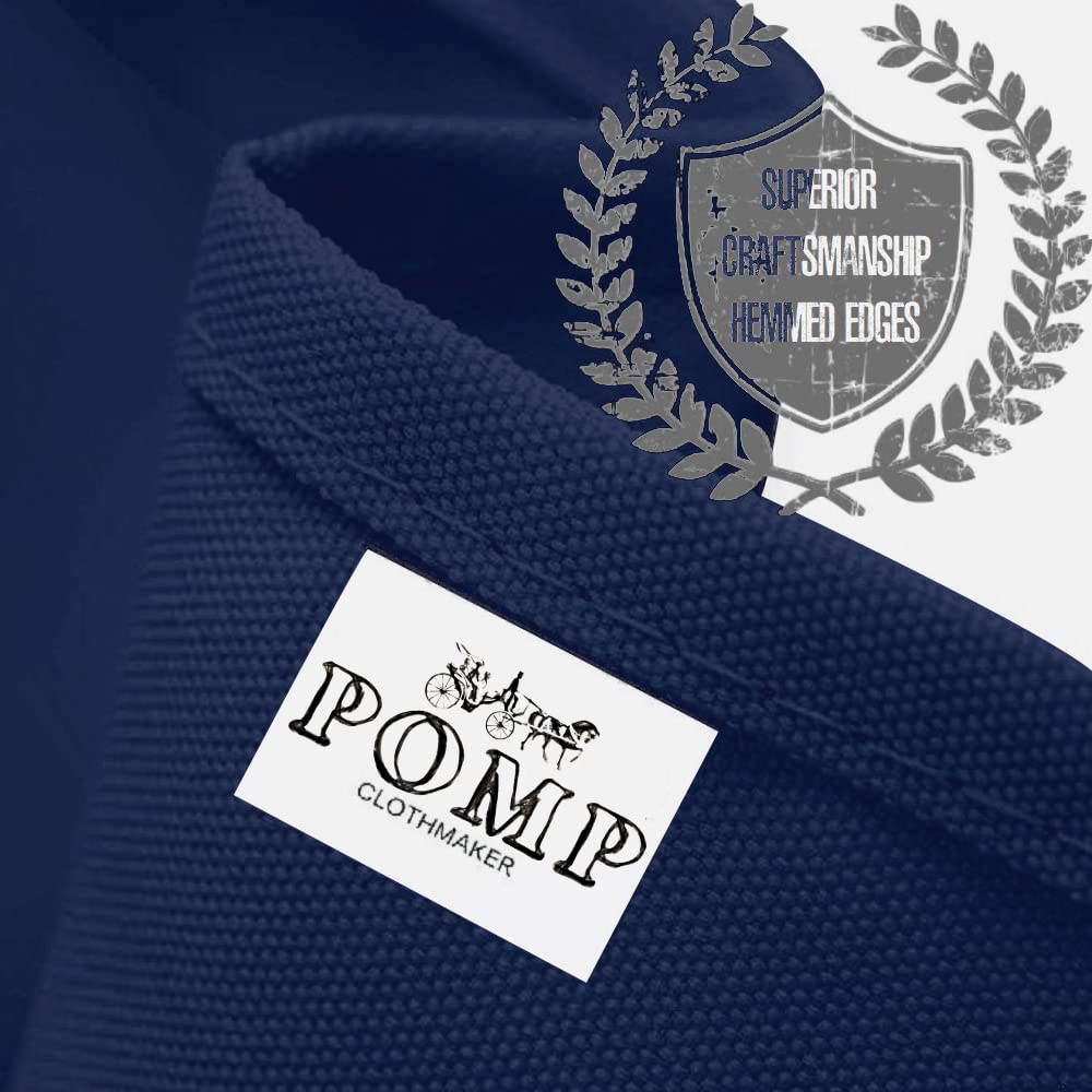 Pomp Navy Blue 52 X 52 Inch Square Premium Polyester Tablecloth  Wrinkle + Stain Resistant Easy Care Fabric  Fits Square Or Roun