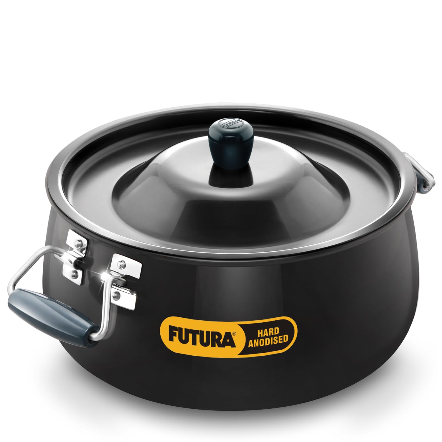 Hawkins Futura 12 Litre Bigboy Biryani Handi, Polished Hard Anodised Pot With Hard Anodised Lid, Sauce Pan For Cooking And Servi