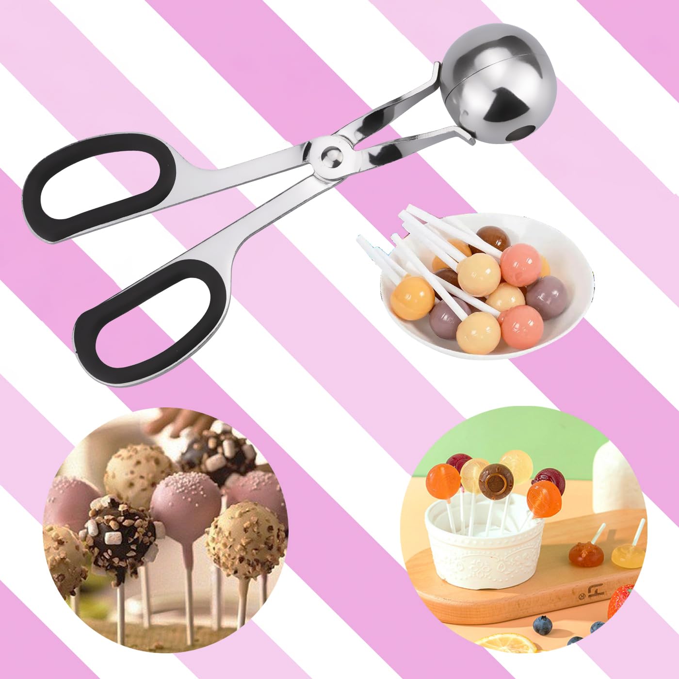 Lollipop Cake Pop Treat Bag Kit, Including 100Pcs Cake Pop Sticks, 100Pcs Parcel Bags, 100Pcs Twist Ties And 1 Cake Pop Mold, Ca