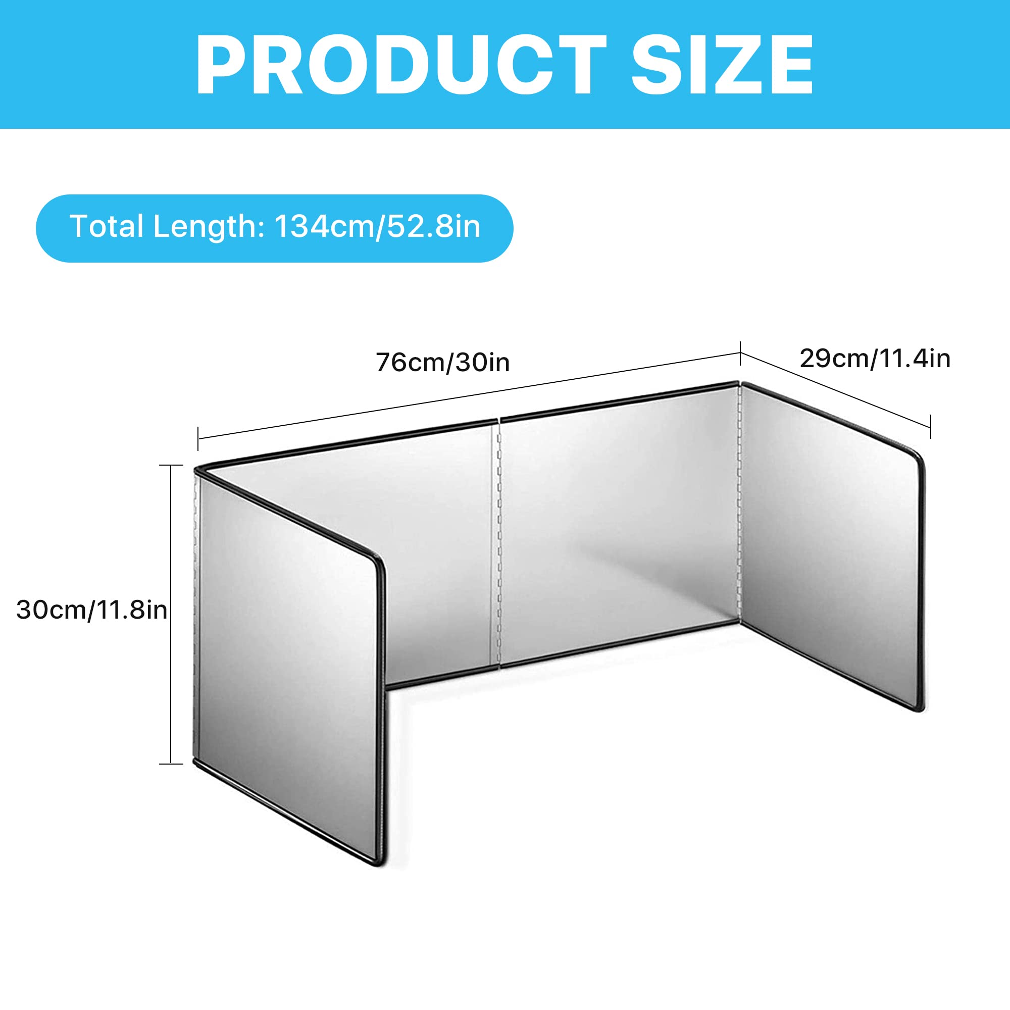 Aemygo 4 Sided Splatter Guard, Foldable Stainless Steel Grease Splatter Screen, Anti Splatter Splash Guard, Proof Baffle Stove H