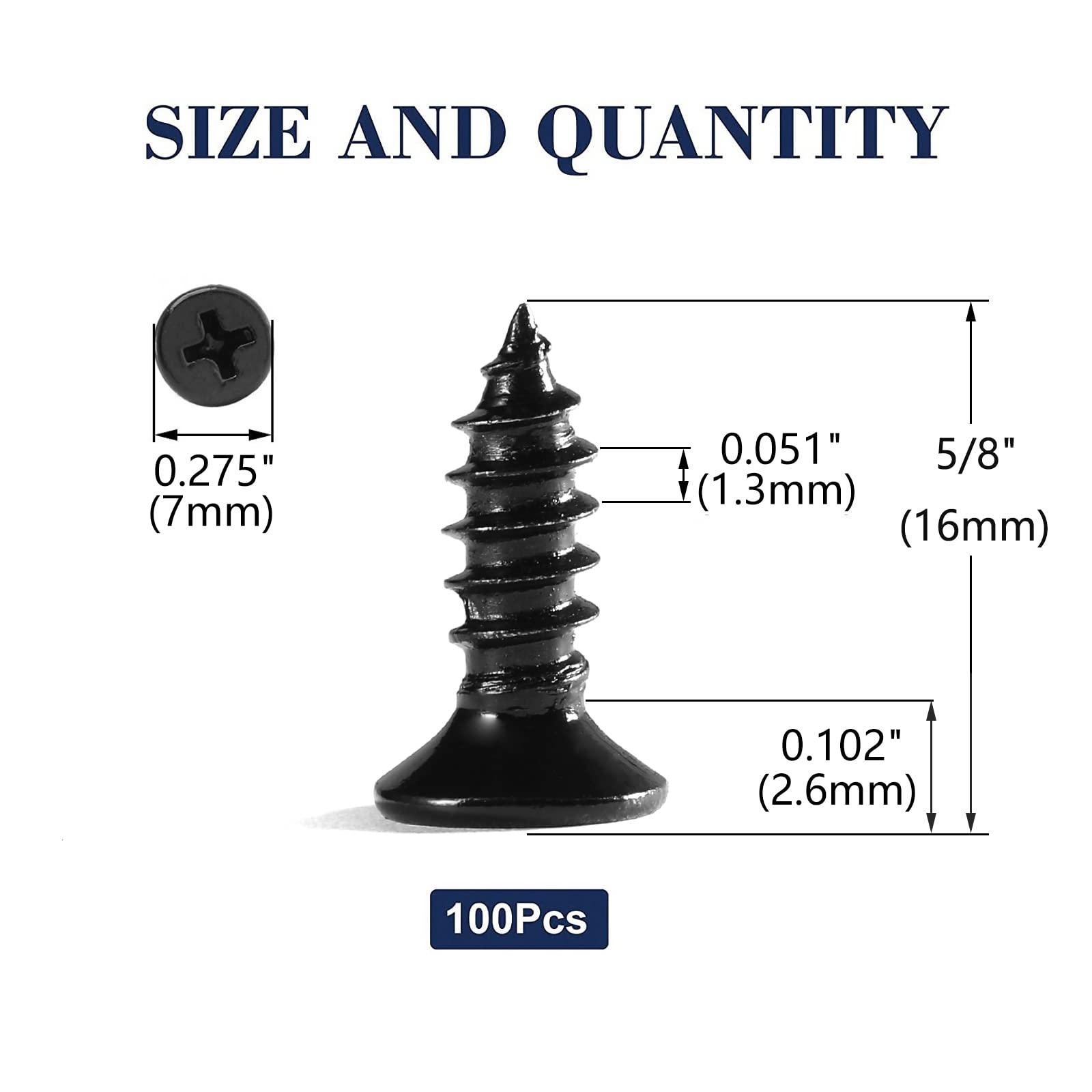 6 X 58 Wood Screw 100Pcs 18-8 (304) Stainless Steel Screws Flat Head Phillips Fast Self Tapping Drywall Screws Black Oxide By Sg