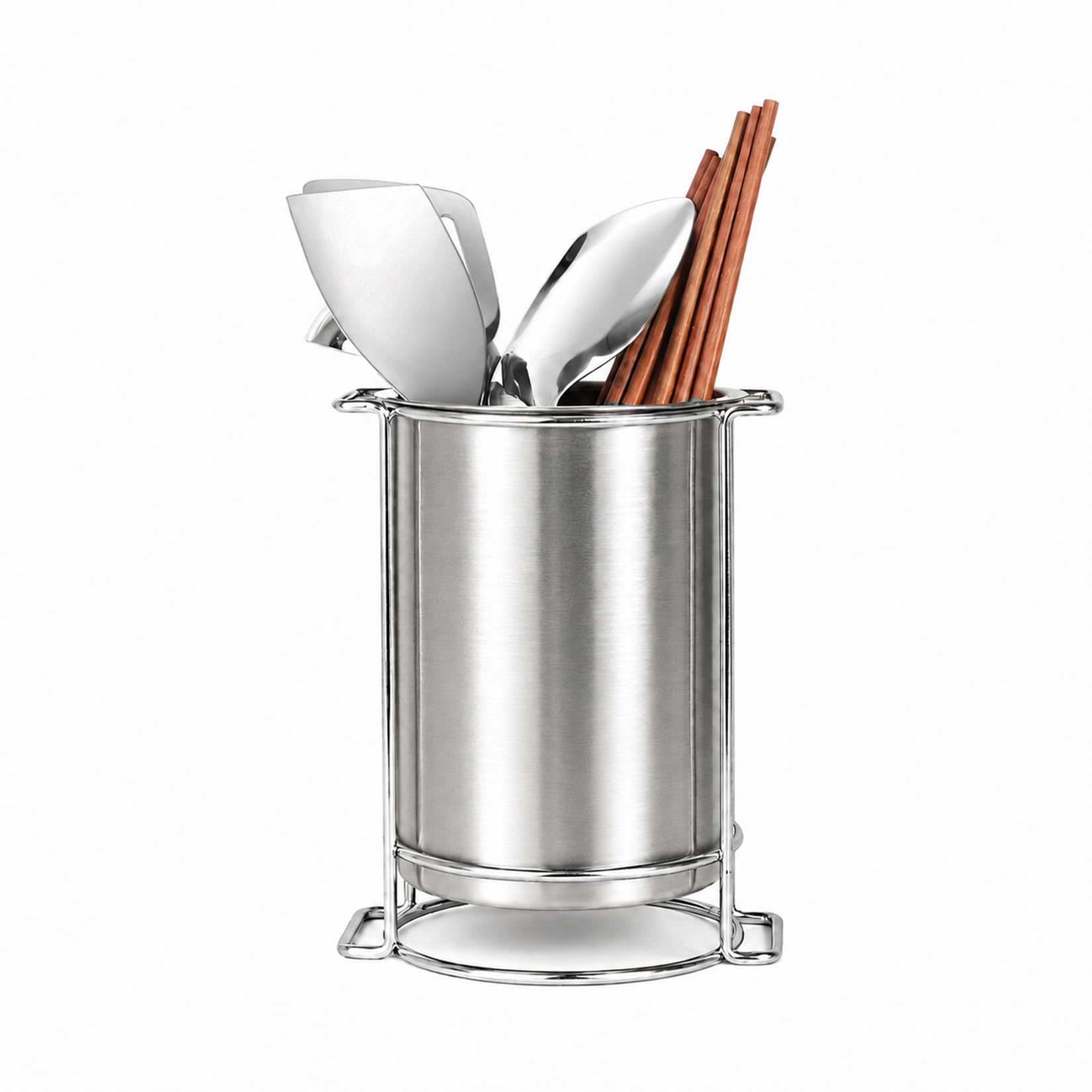 IMEEA Utensil Holder SUS304 Stainless Steel for Kitchen Tools, Large Countertop Organizer for Spatulas, Ladles, Whisks and Cooki