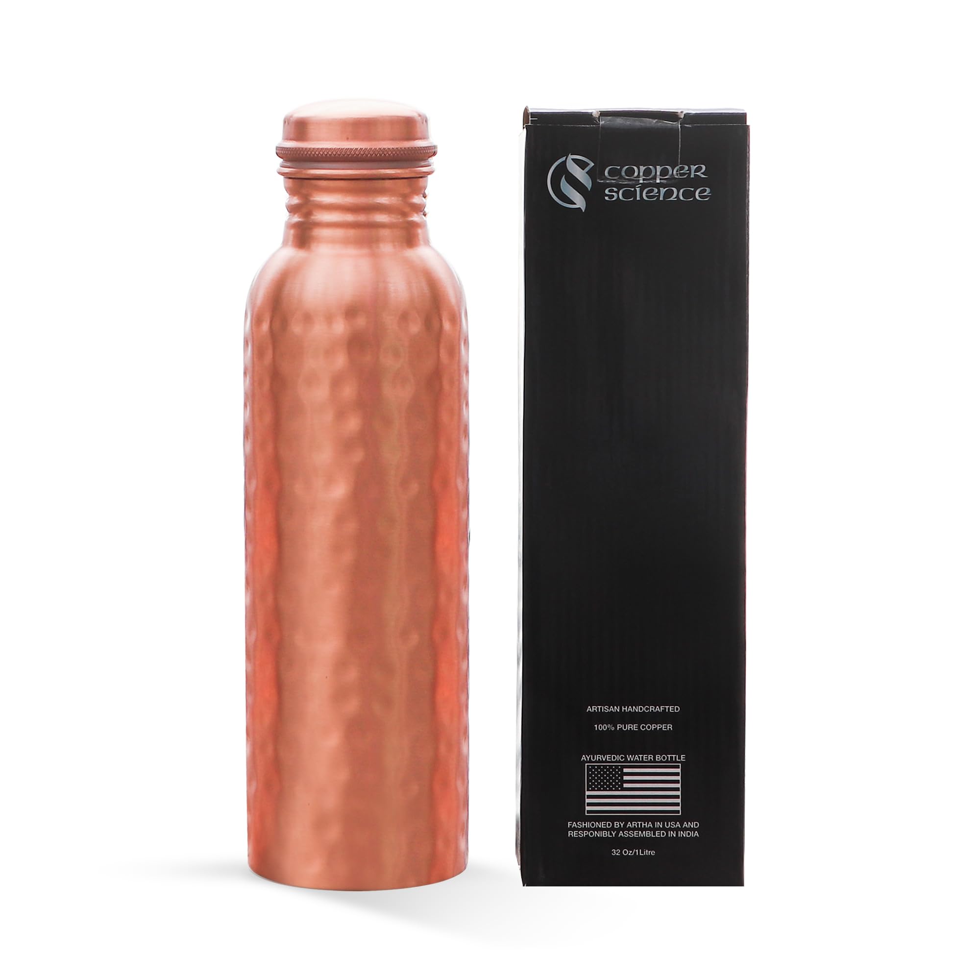 Copper Science Pure Copper Water Bottle for Drinking 34 oz Large  Ayurvedic Copper Water Bottle