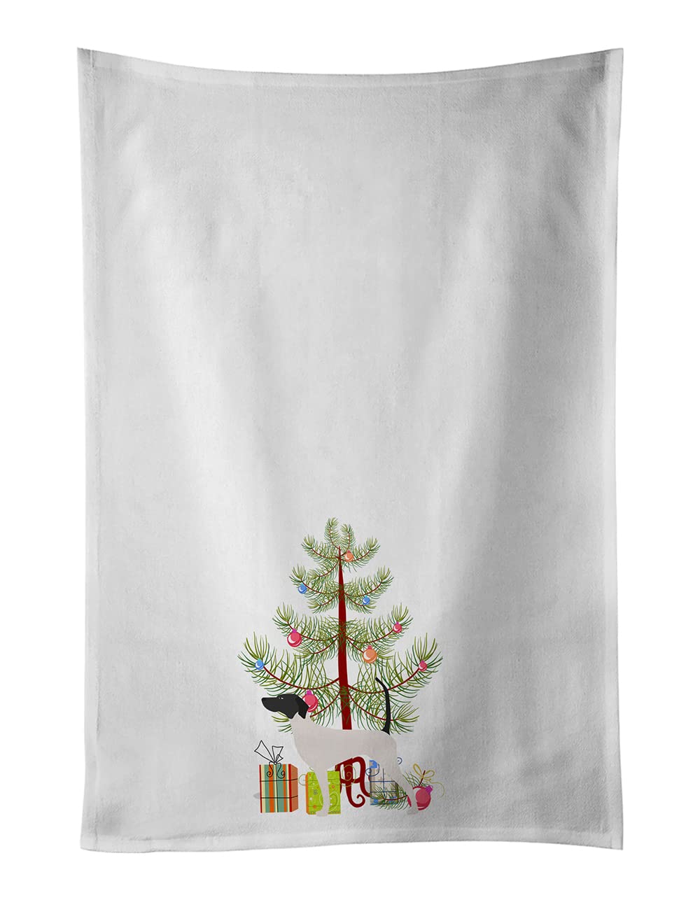 English Pointer Merry Christmas Tree White Kitchen Towel Set of 2