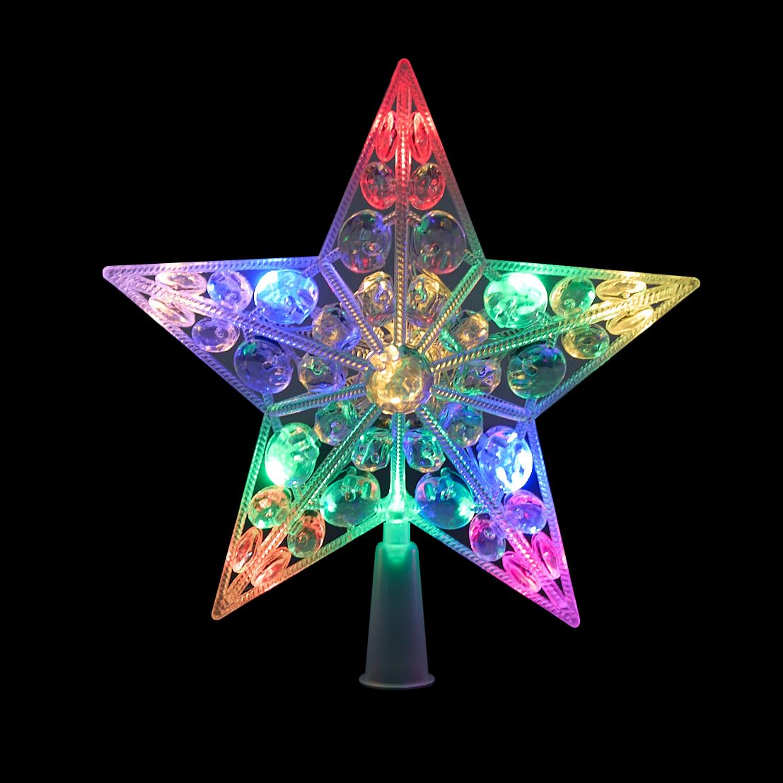 Alpine Corporation COR340MC-TM 9 Star Tree Topper with Multi-Color LED Lights - Holiday Christmas Tree Decoration, Lighted Star 