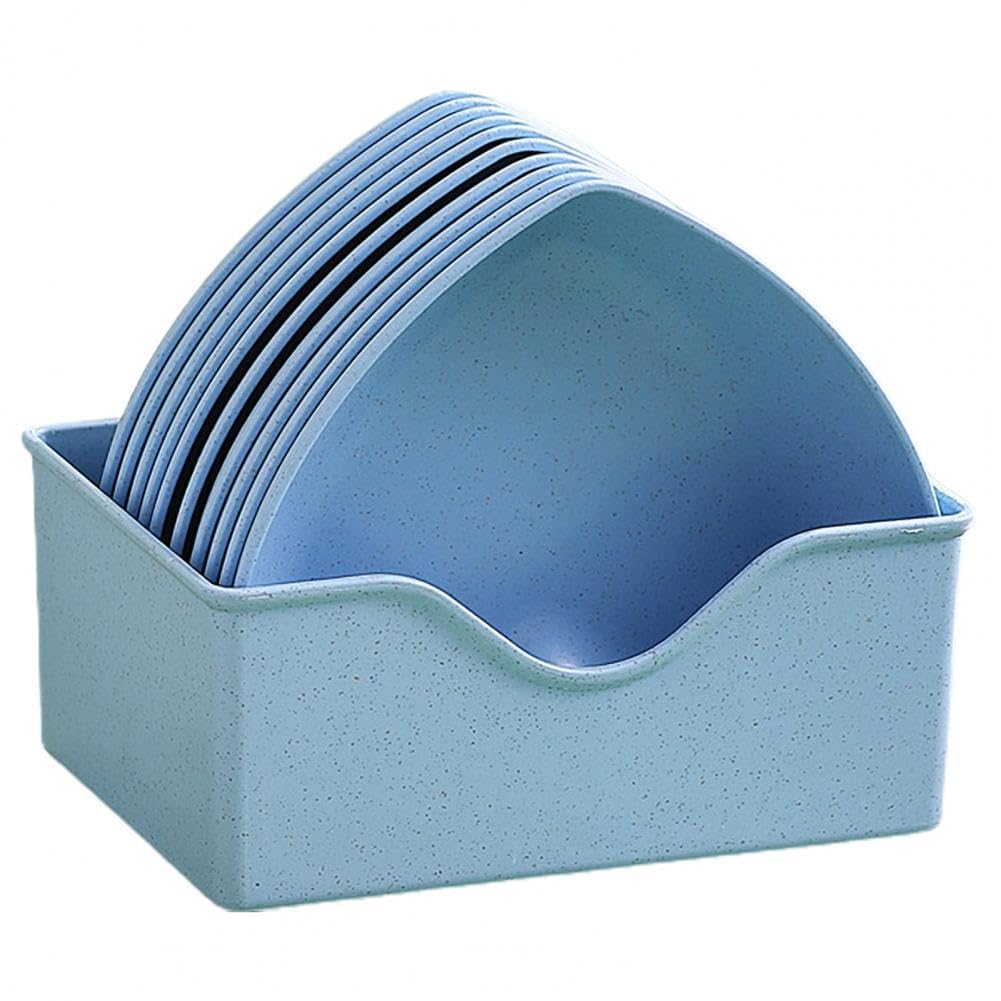Eletree HeartShaped Dessert, Salad & Snack Plates  Set Of 10 Blue Plastic Dishes For Fruits, Steak, Appetizers | Lightweight, 