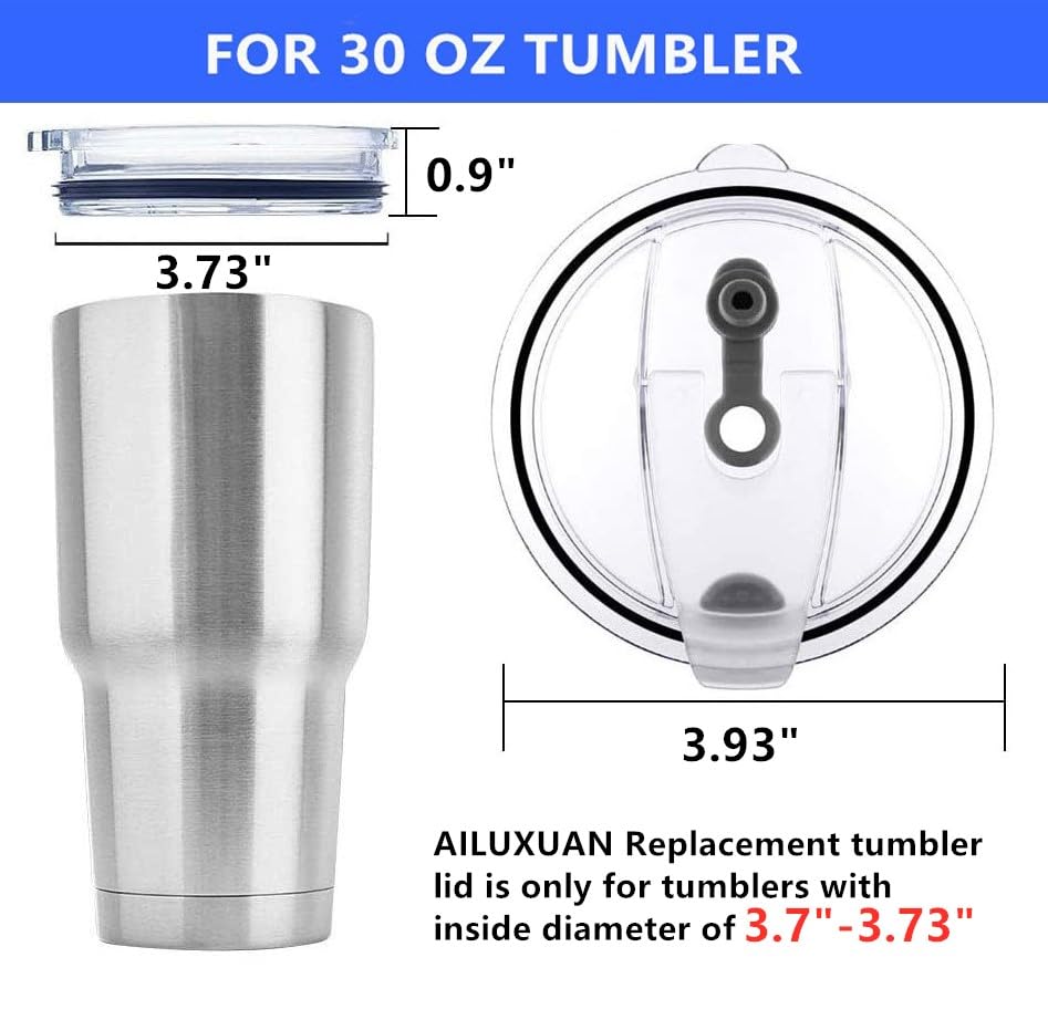 Ailuxuan Tumbler Lid For 30 Oz,2 Replacement Lids For 30Oz Stainless Steel Tumbler Travel Cup Yeti,Ozark Trails And More Cooler