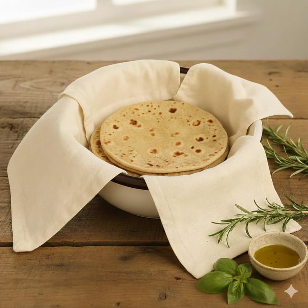 Cotton Roti Cloth Wrap Pack Of 3 Double Layer Chapati Cover With Flaps Kitchen Roti Wrap For Tiffin Hot Case Food Storage Soft B