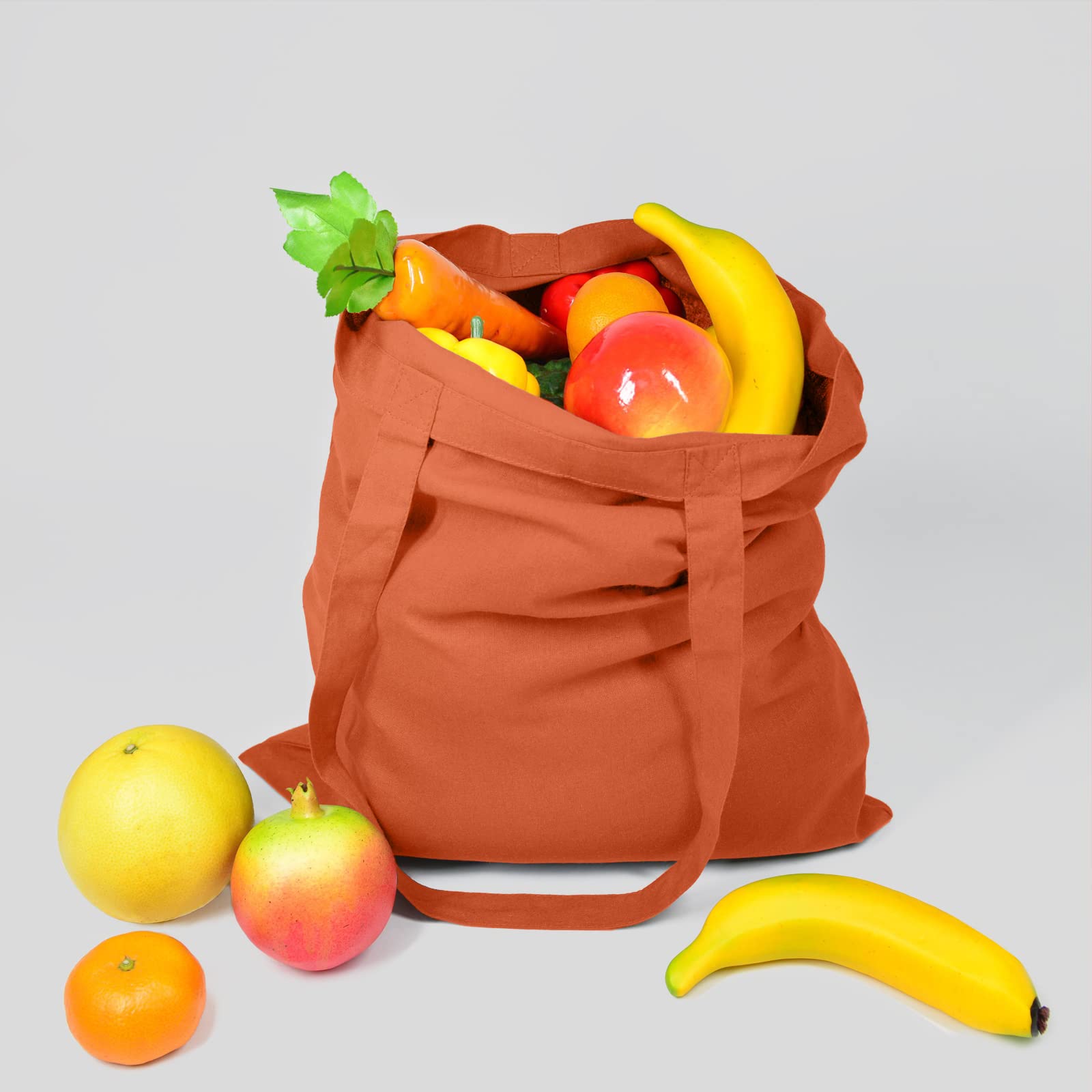 Npbag 15 Pack 15'' X 16'' Orange Cotton Tote Bags, Blank Bulk Cloth Bags With 1Pc Of Ptfe Teflon Sheet