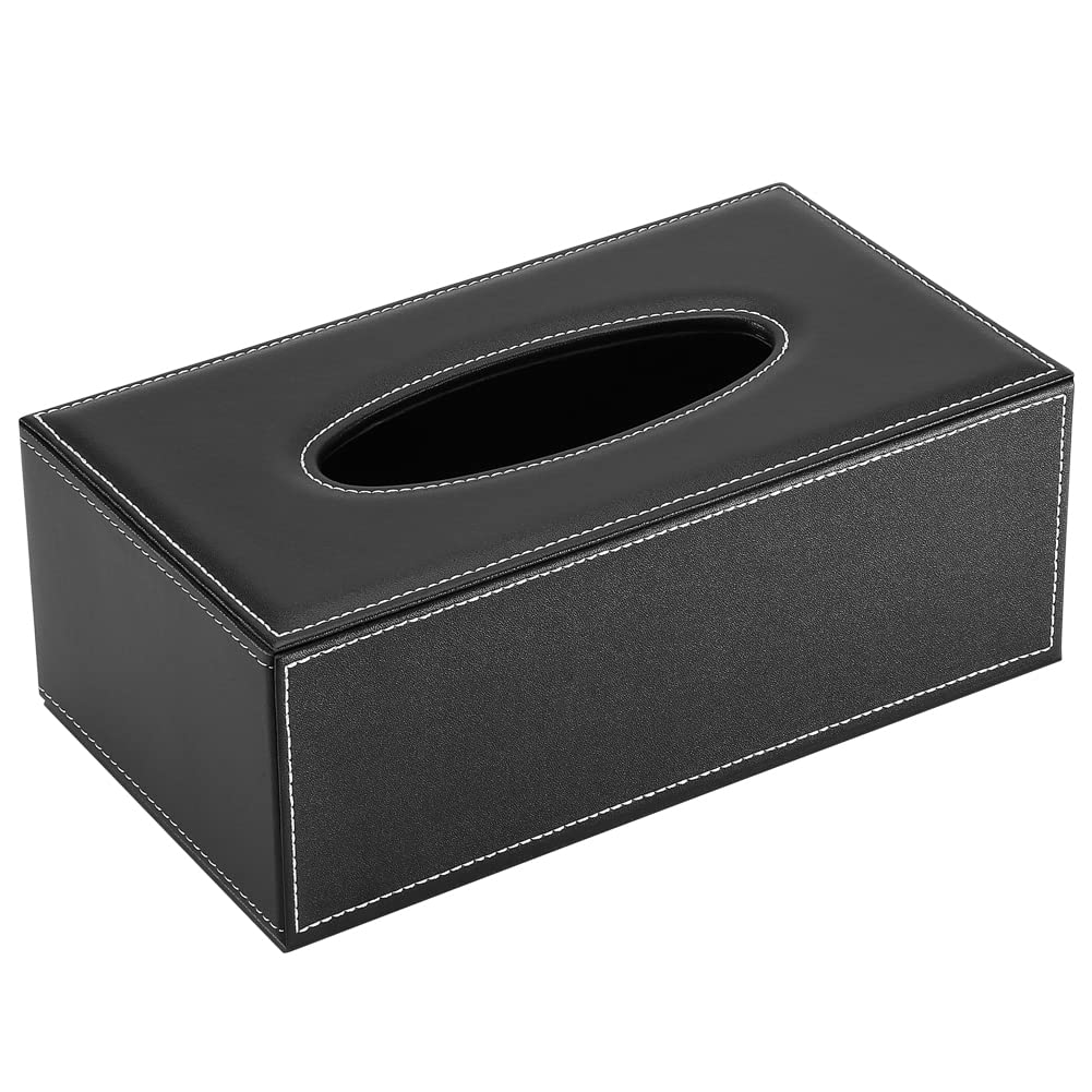 Kingfom Rectangular Pu Leather Tissue Box Cover - Facial Tissue Paper Napkin Holder For Bathroom, Home, Office, Car Automotive D
