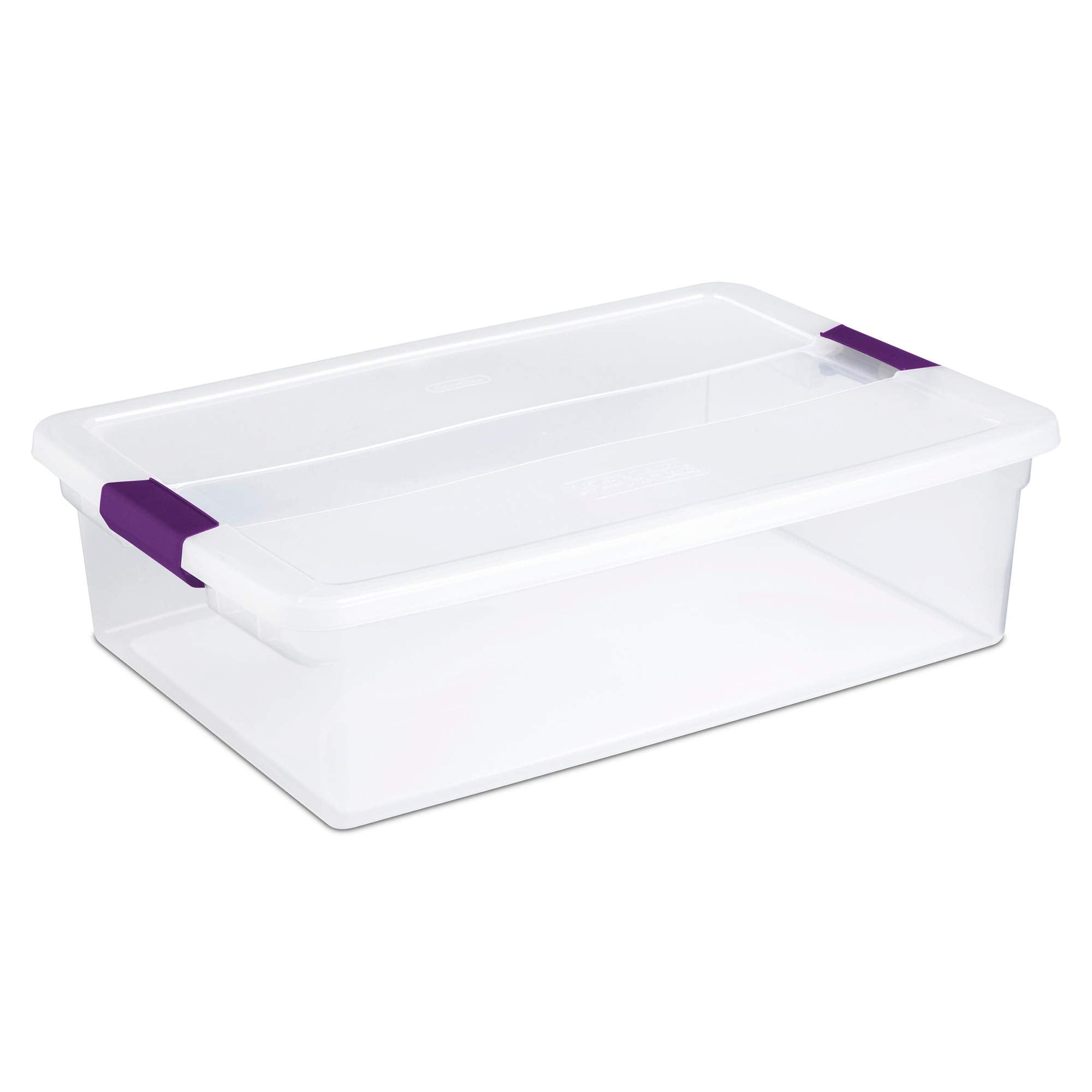 Sterilite 32 Qt Clearview Latch Storage Box, Stackable Bin With Latching Lid, Plastic Container To Organize Clothes Underbed, Cl