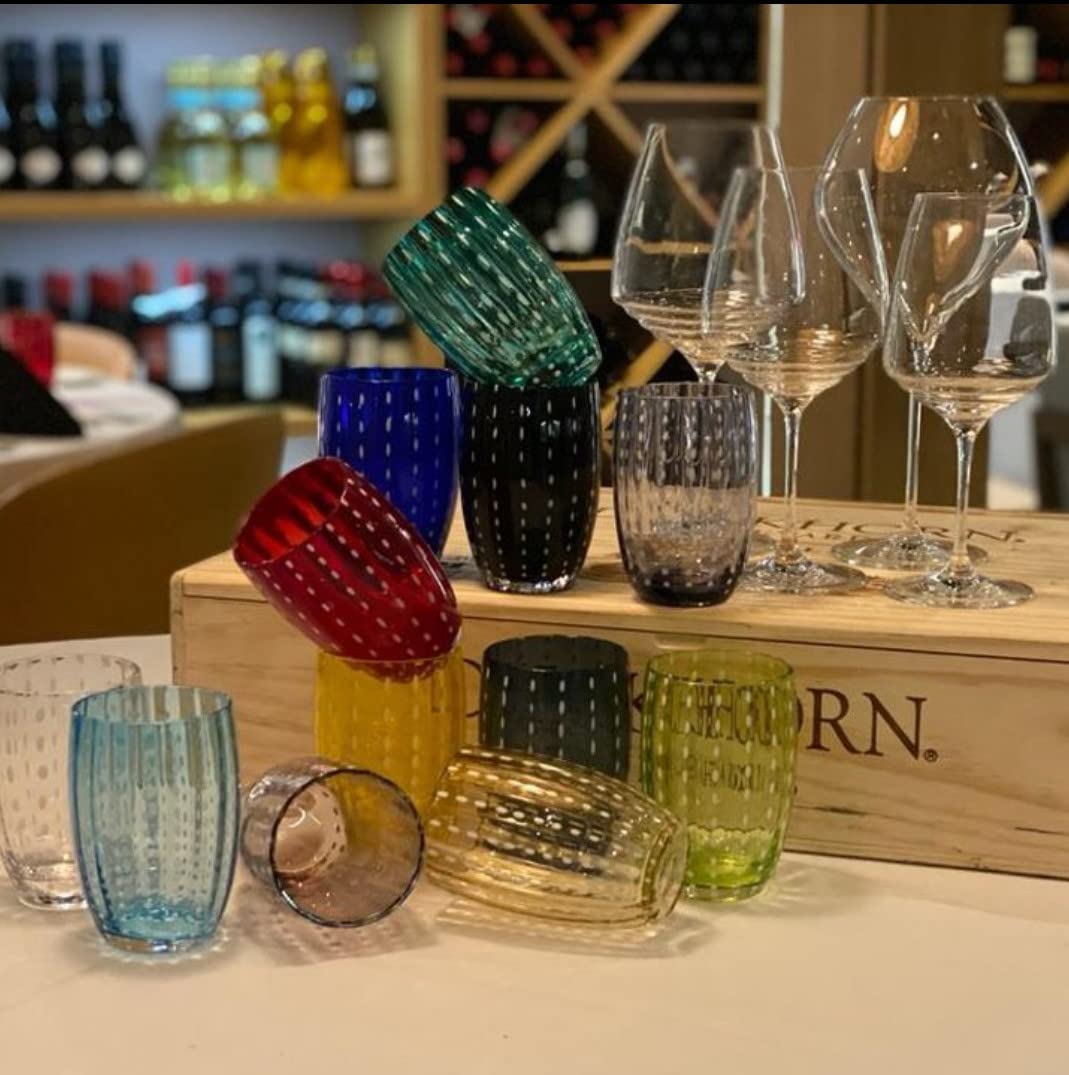 Zafferano Perle Beverage Amethyst (Set Of 2) 16 Fl Ozs, 5.3'' Height, Colored Murano Glass