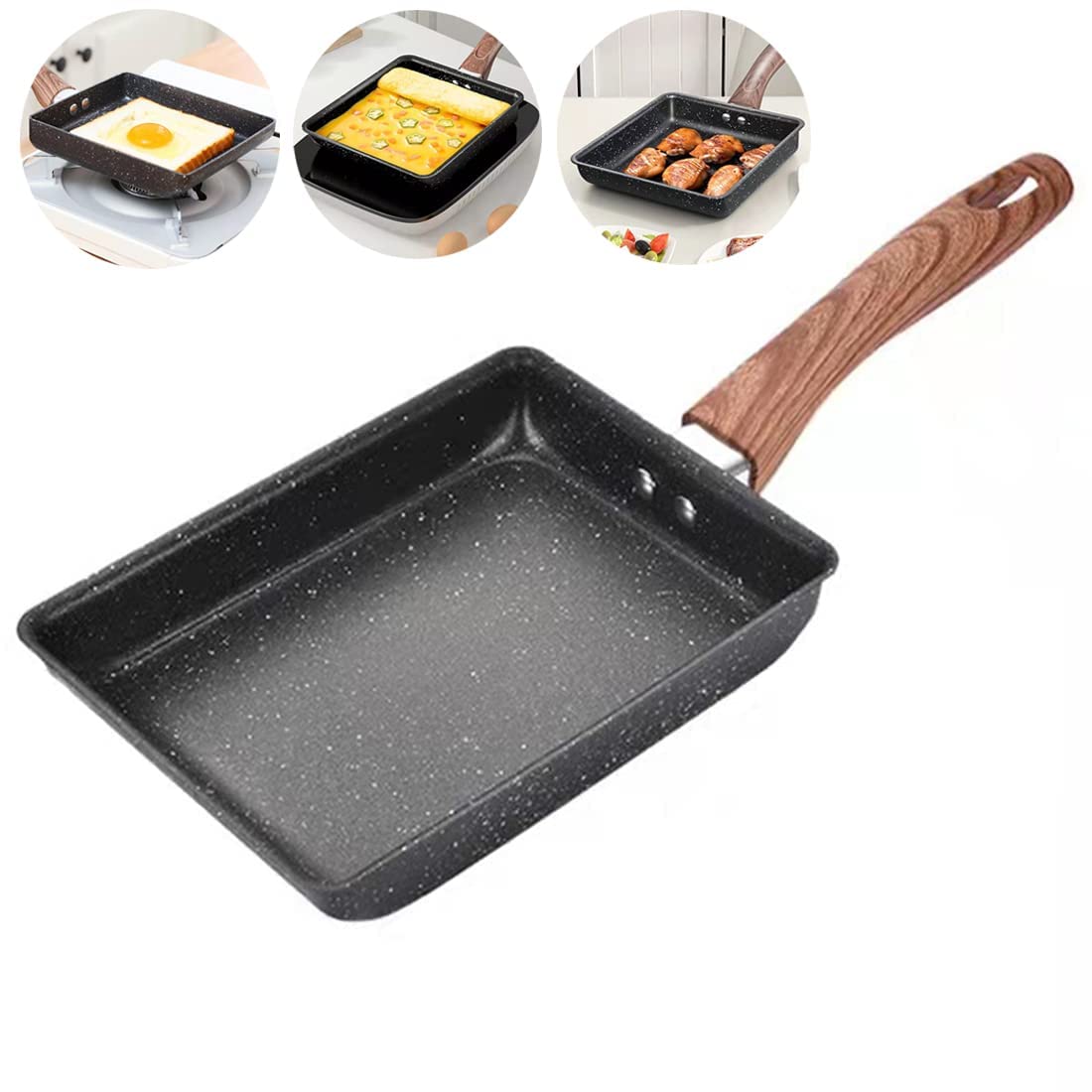 Lovelyduo Japanese Omelette Tamagoyaki Frying Pan, Nonstick Pan With Wood-Grain Handle, Perfect For Breakfast, Small Frying Pan,