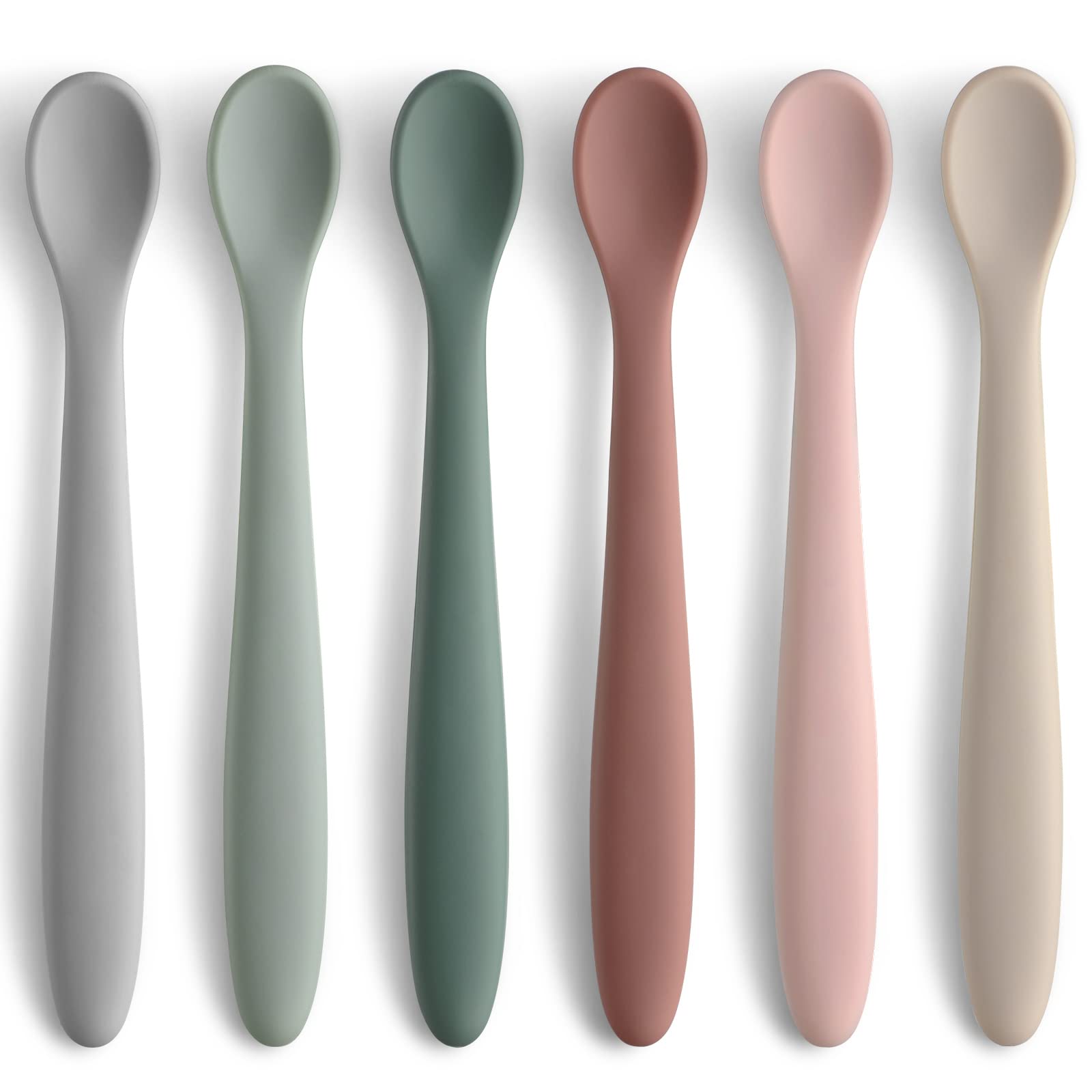 6-Piece Silicone Feeding Spoons For First Stage Baby And Infant, Soft-Tip Easy On Gums I Training Spoon  Baby Utensils Feeding S