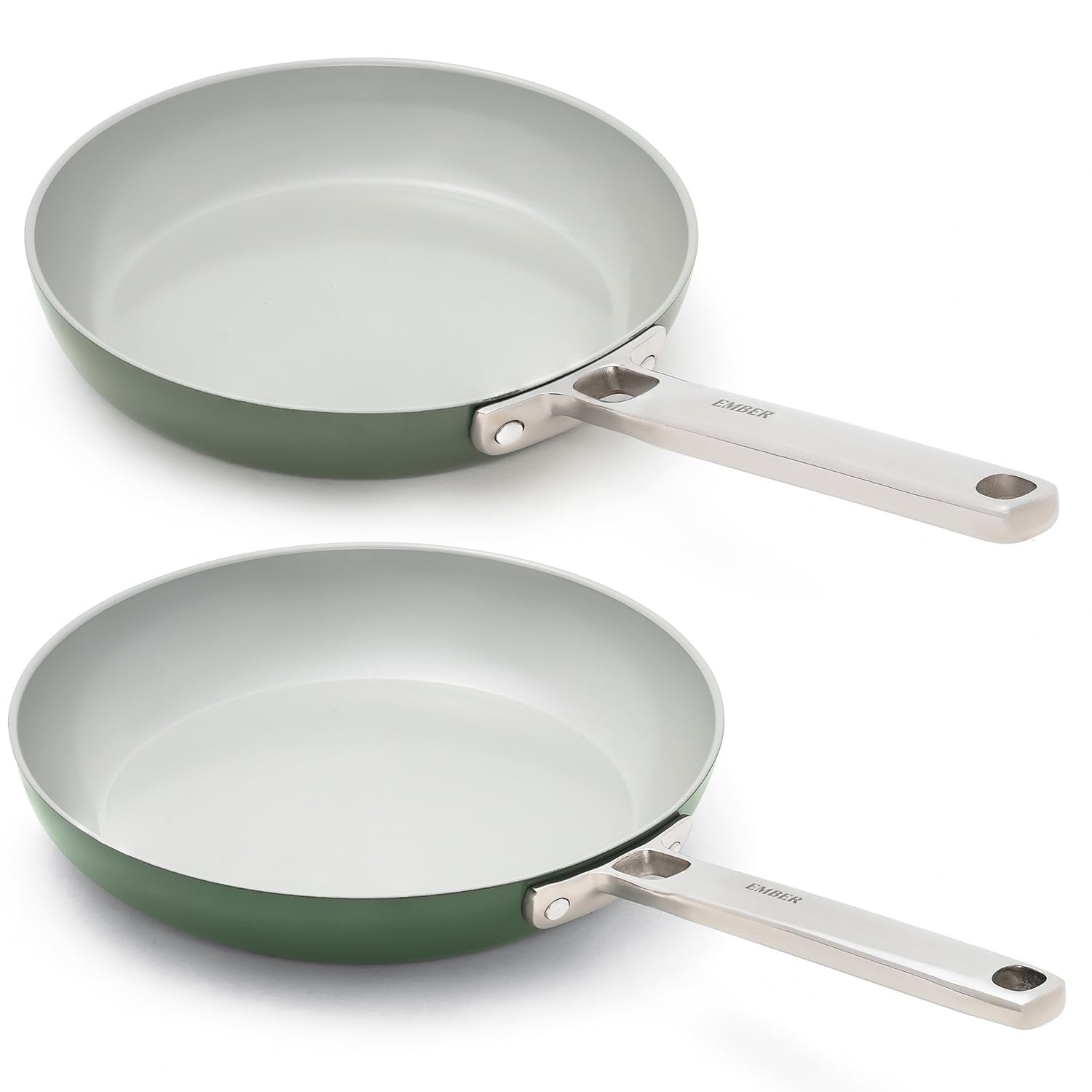 Ember Cookware Arcilla Ceramic Non Stick Cookware Set Of 2 | Induction Cookware | Frying Pan 24Cm & 20Cm | Pan For Kitchen | Isi