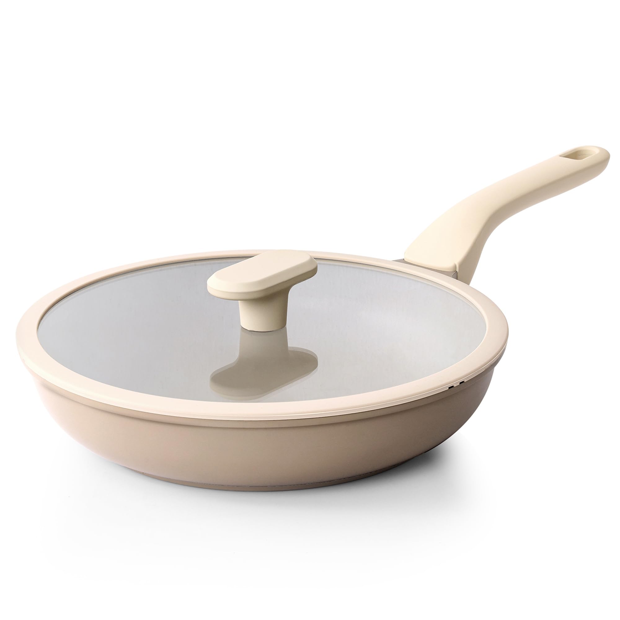 PRICUSIS Nonstick Frying Pan with Lid, Healthy Skillet, Egg Pan Nonstick Omelet Pan Chefs Pan, PFOA & PTFE Free, Induction Comp