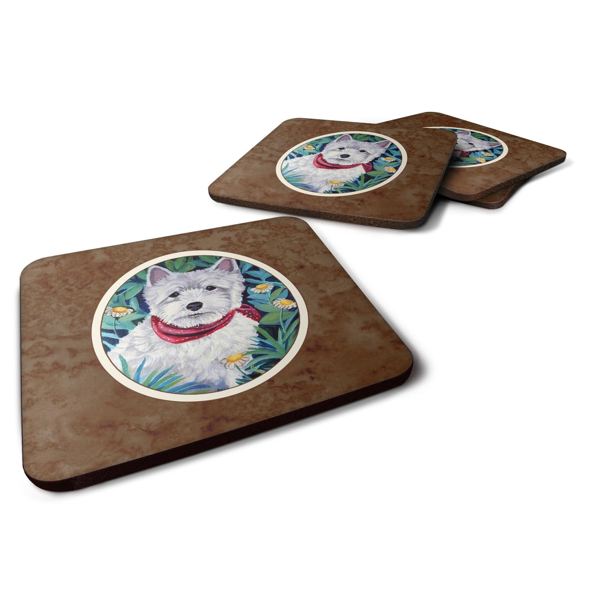 Carolines Treasures Westie Foam Coasters (Set of 4), 3.5, Multicolor